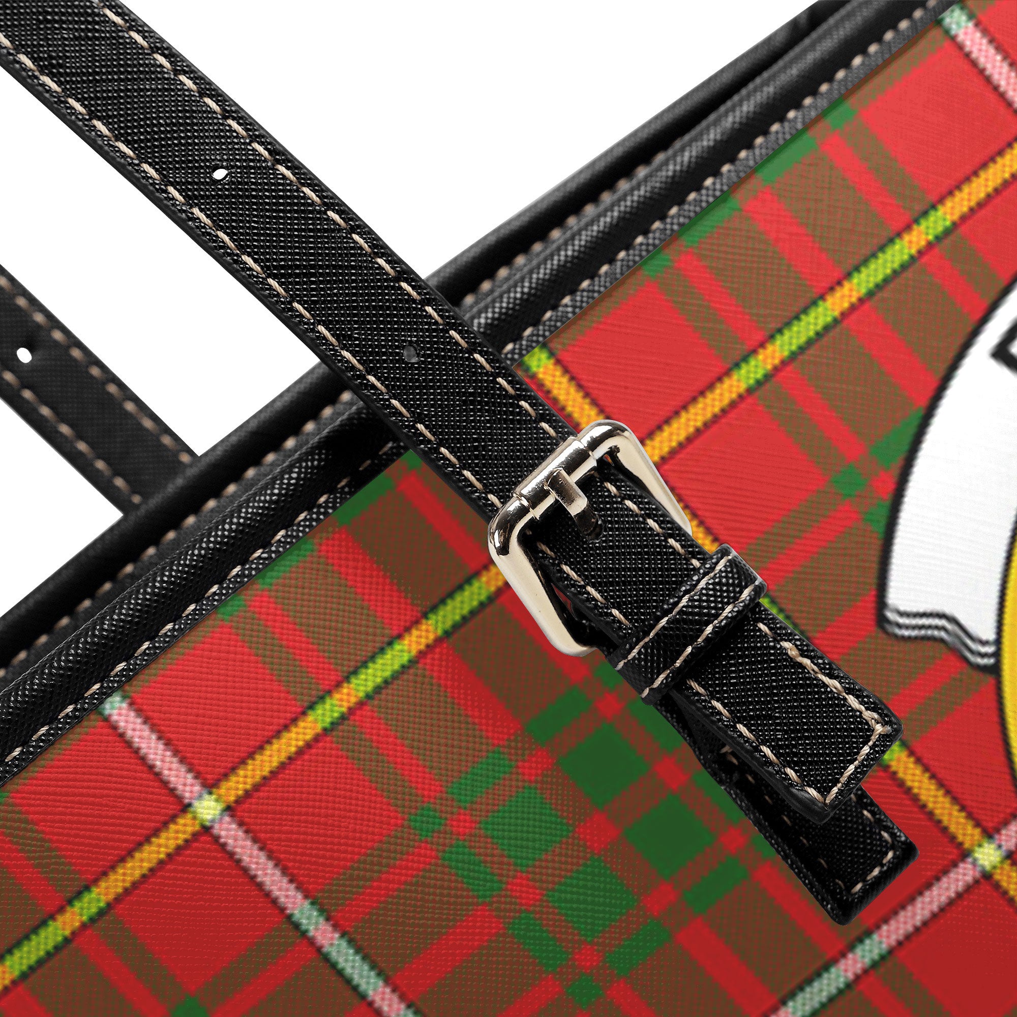 Bruce Modern Tartan Crest Leather Tote Bag