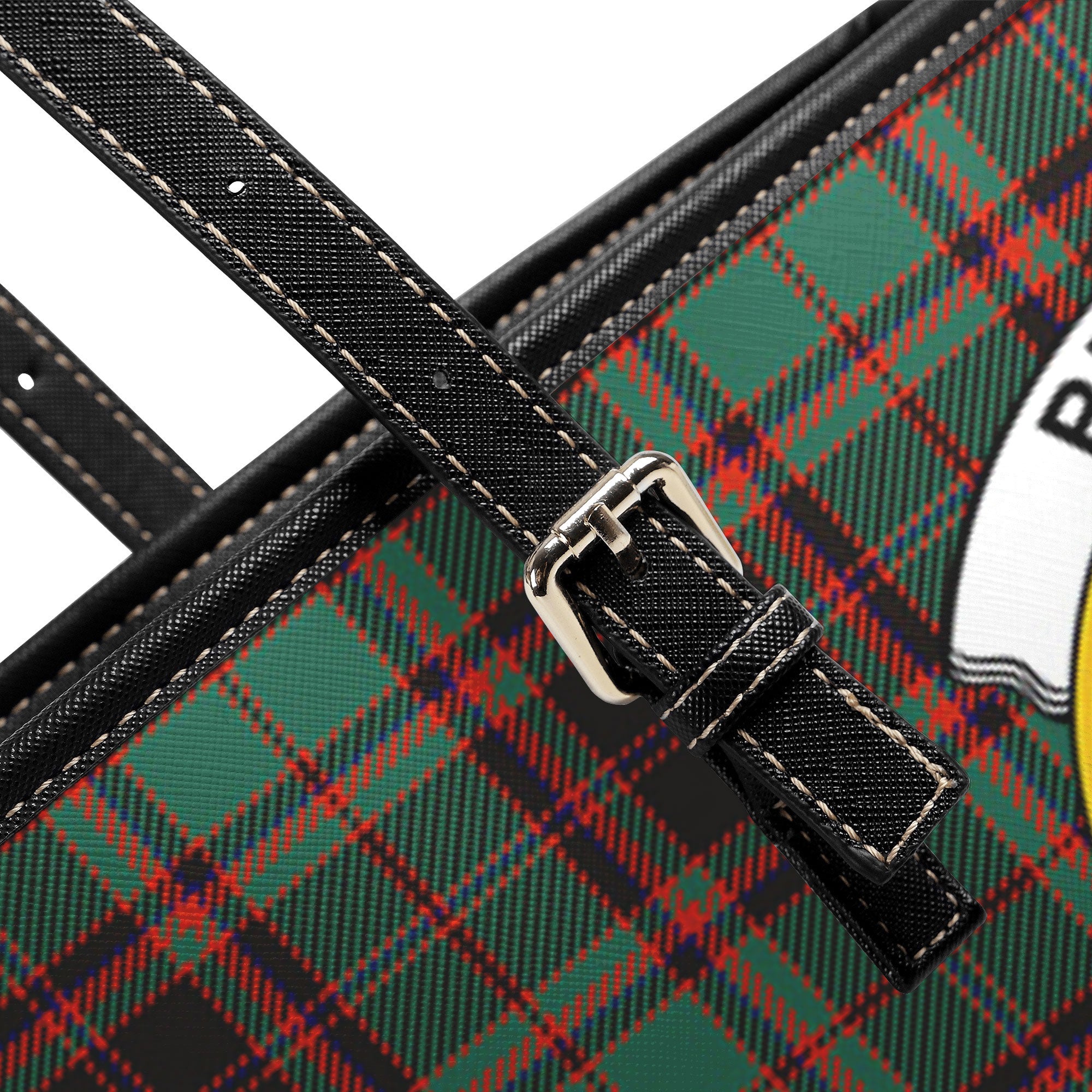 Buchan Ancient Tartan Crest Leather Tote Bag