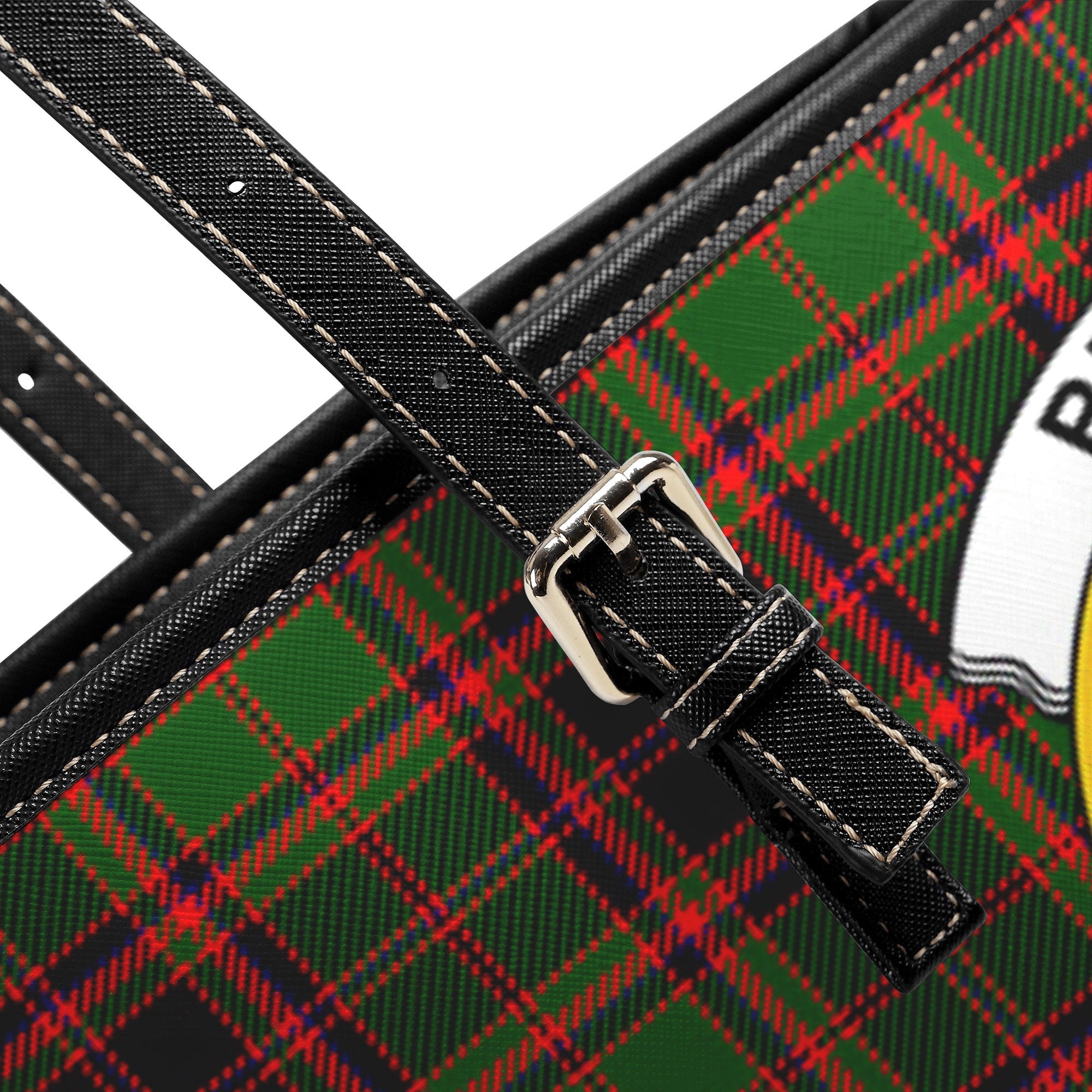 Buchan Modern Tartan Crest Leather Tote Bag