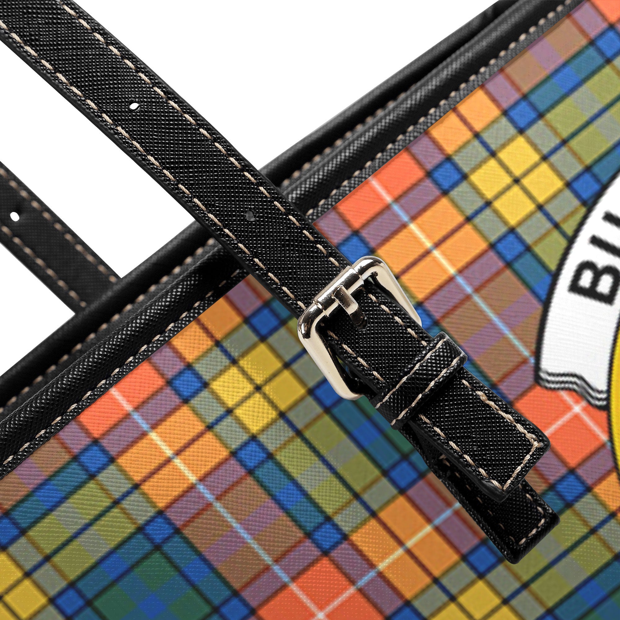 Buchanan Ancient Tartan Crest Leather Tote Bag