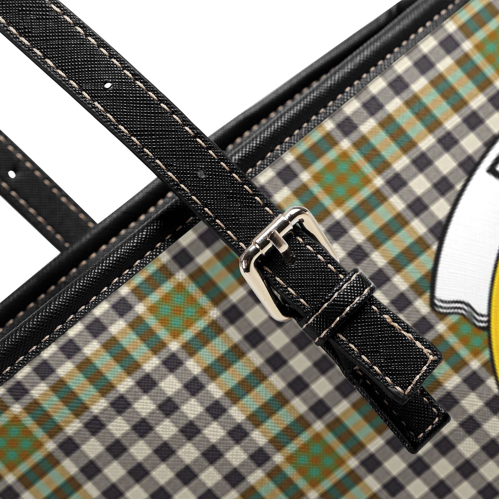 Burns Check Tartan Crest Leather Tote Bag