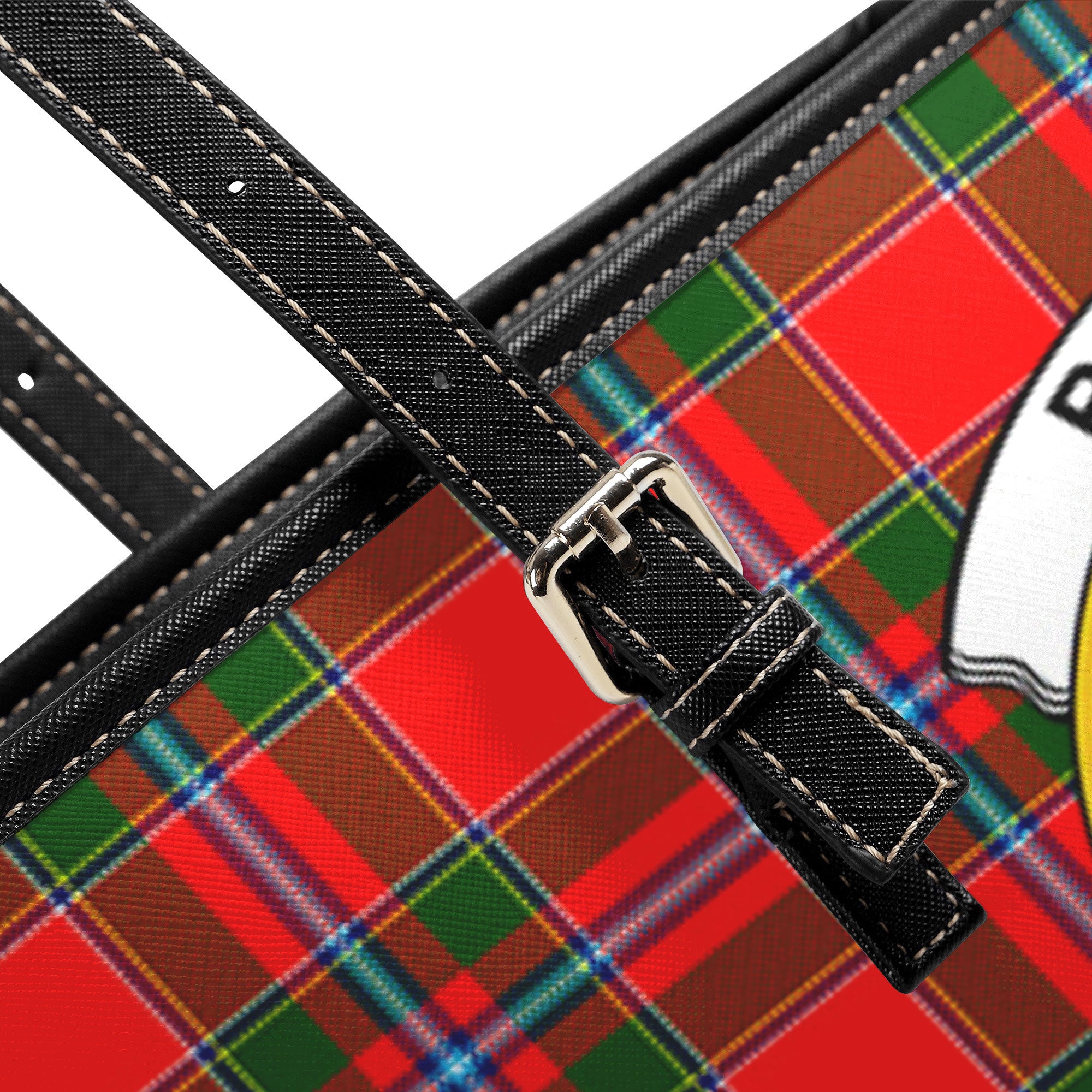 Butter Tartan Crest Leather Tote Bag