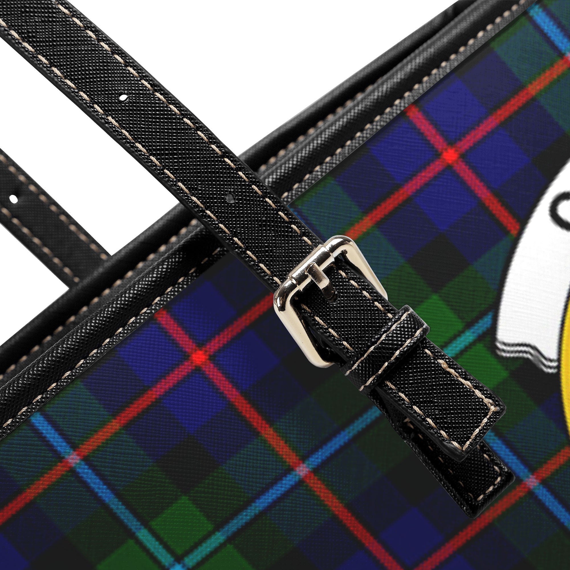 Calder Tartan Crest Leather Tote Bag