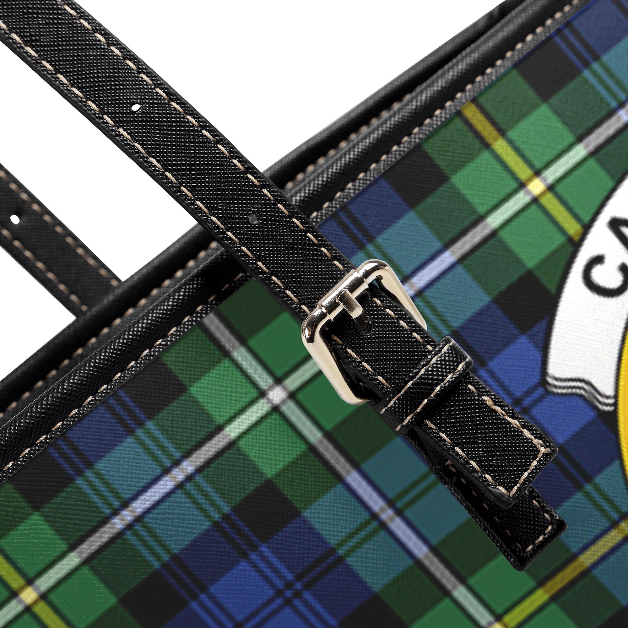 Campbell Argyll Ancient Tartan Crest Leather Tote Bag