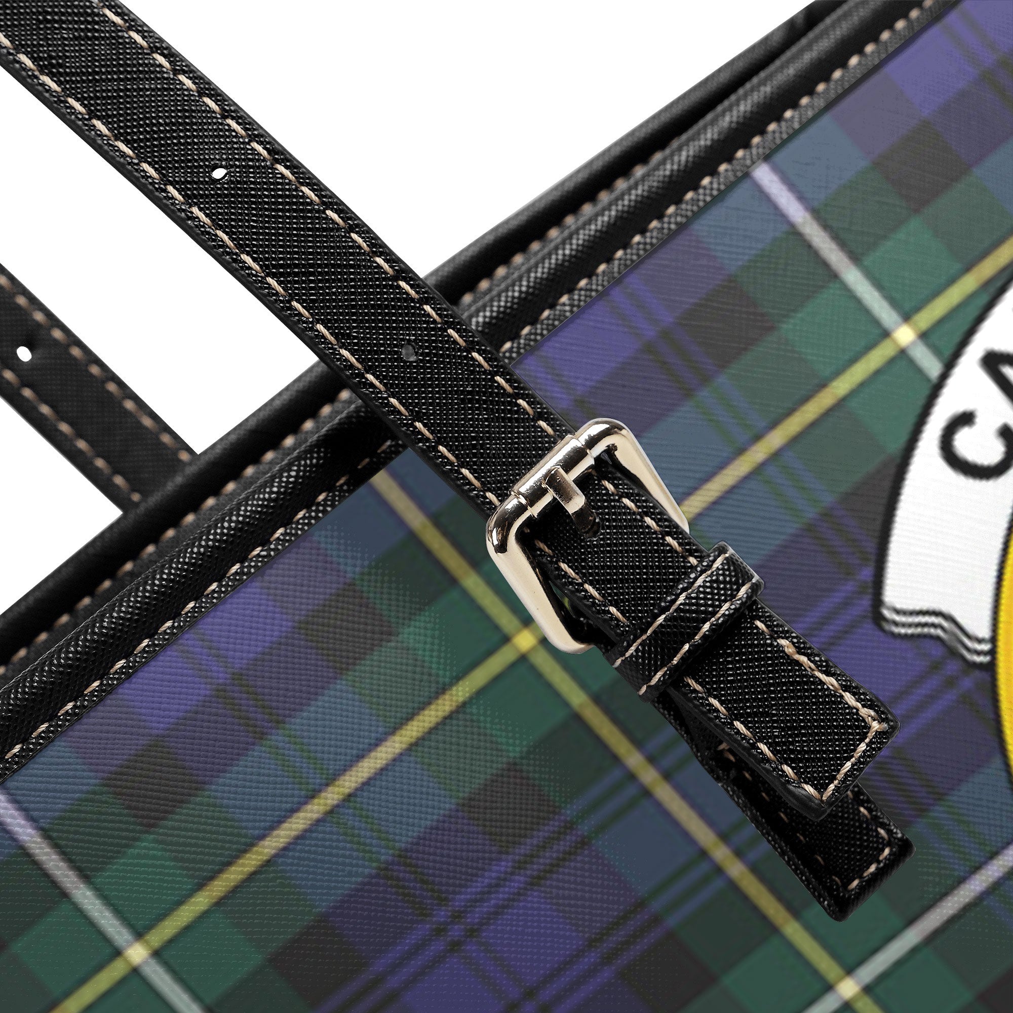 Campbell Argyll Modern Tartan Crest Leather Tote Bag