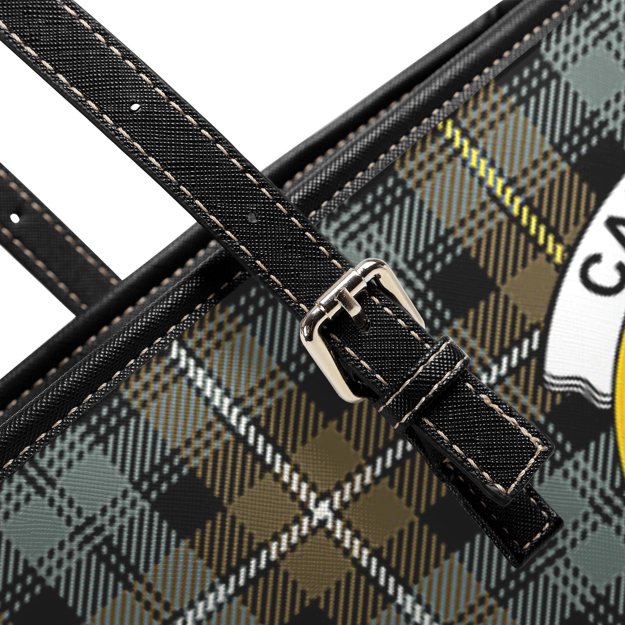 Campbell Argyll Weathered Tartan Crest Leather Tote Bag