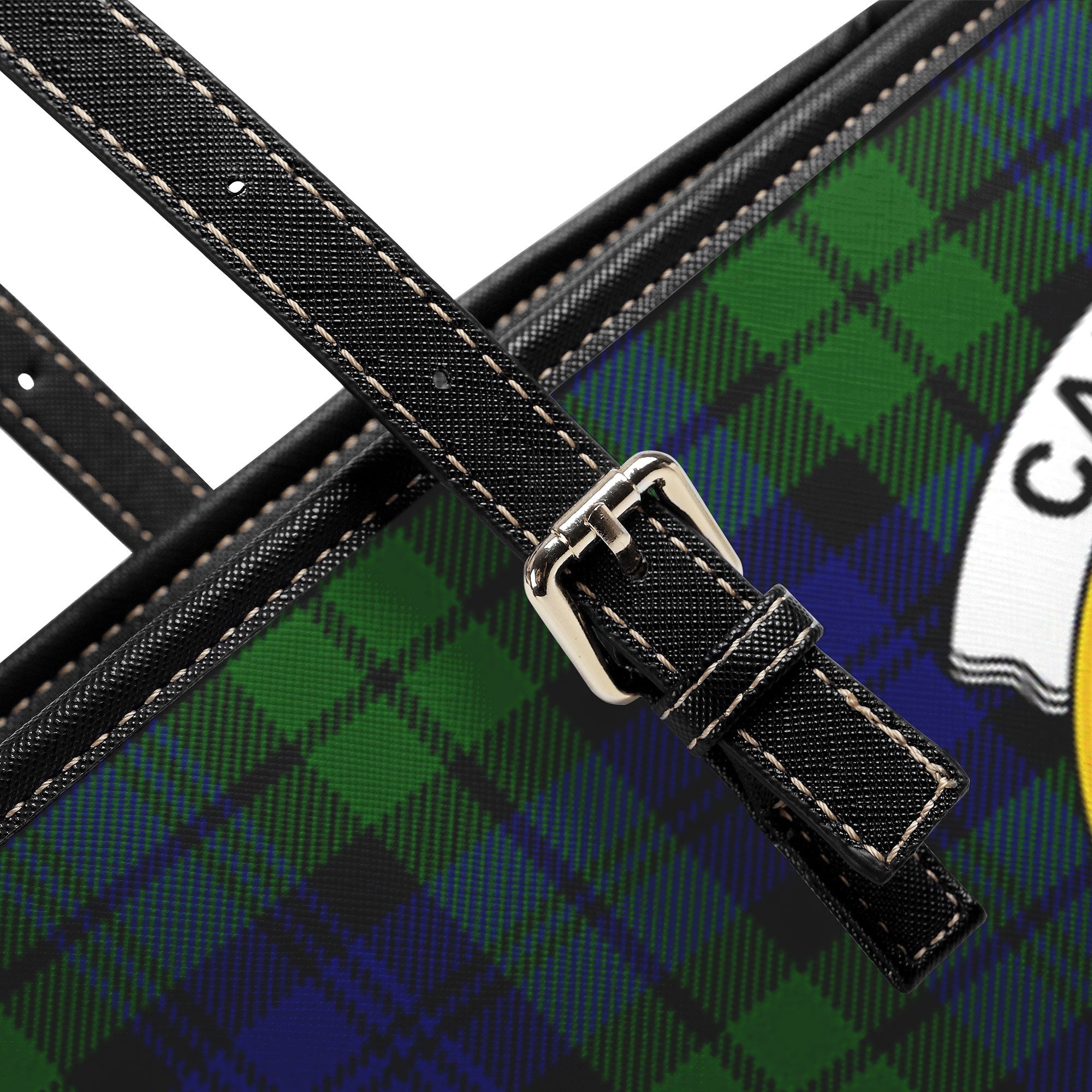 Campbell Modern Tartan Crest Leather Tote Bag