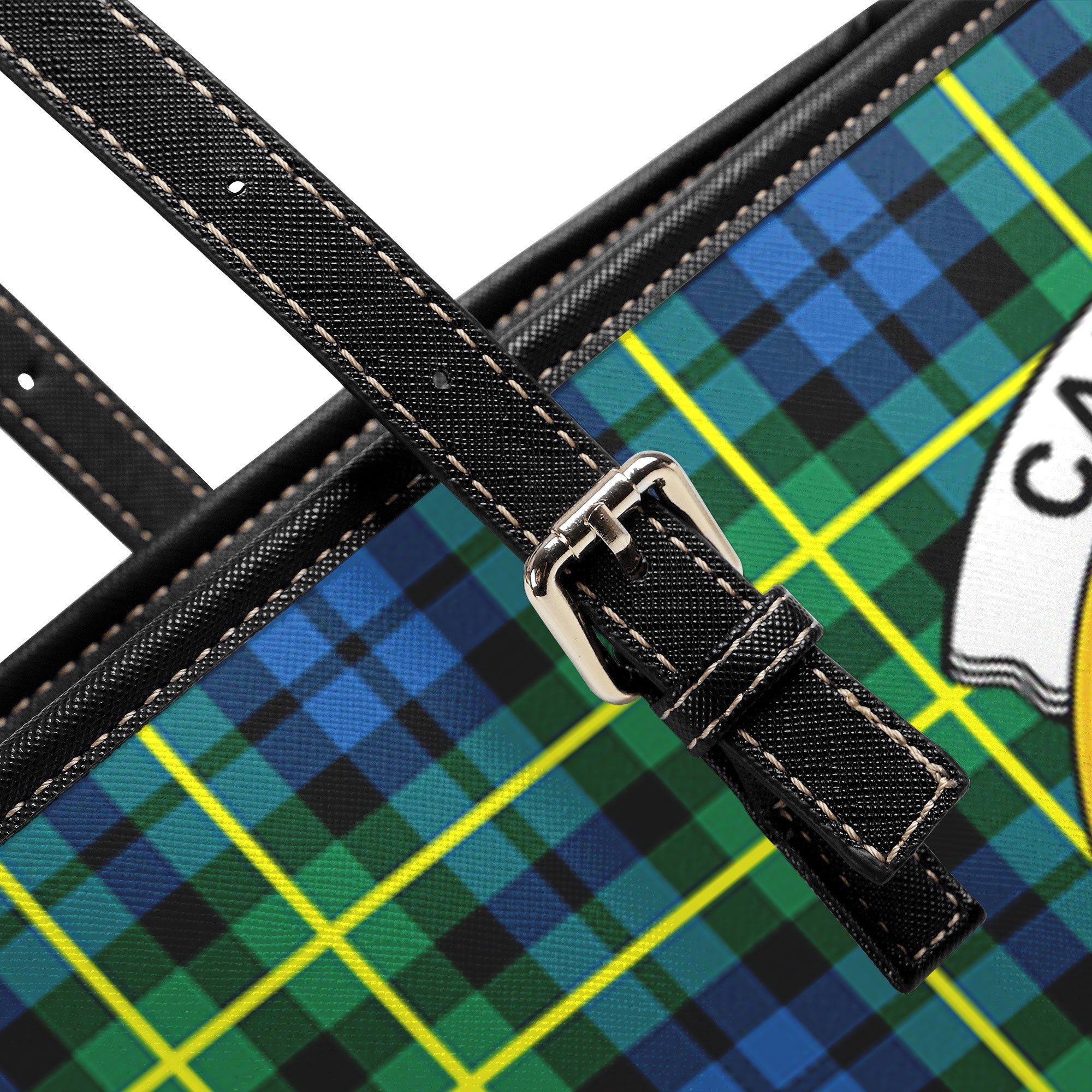 Campbell of Breadalbane Ancient Tartan Crest Leather Tote Bag