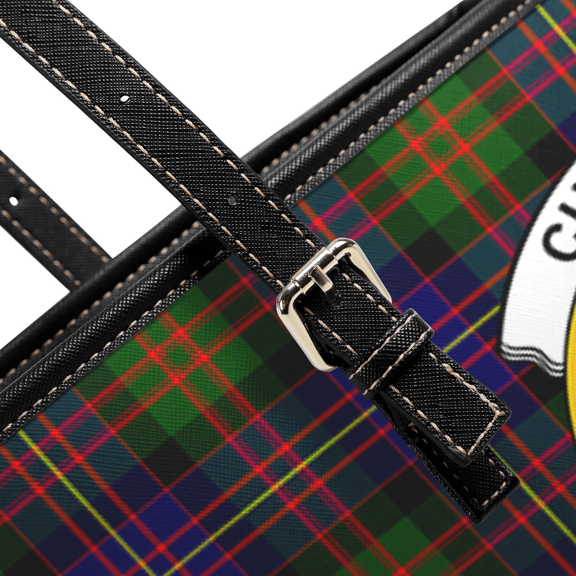 Chalmers Tartan Crest Leather Tote Bag