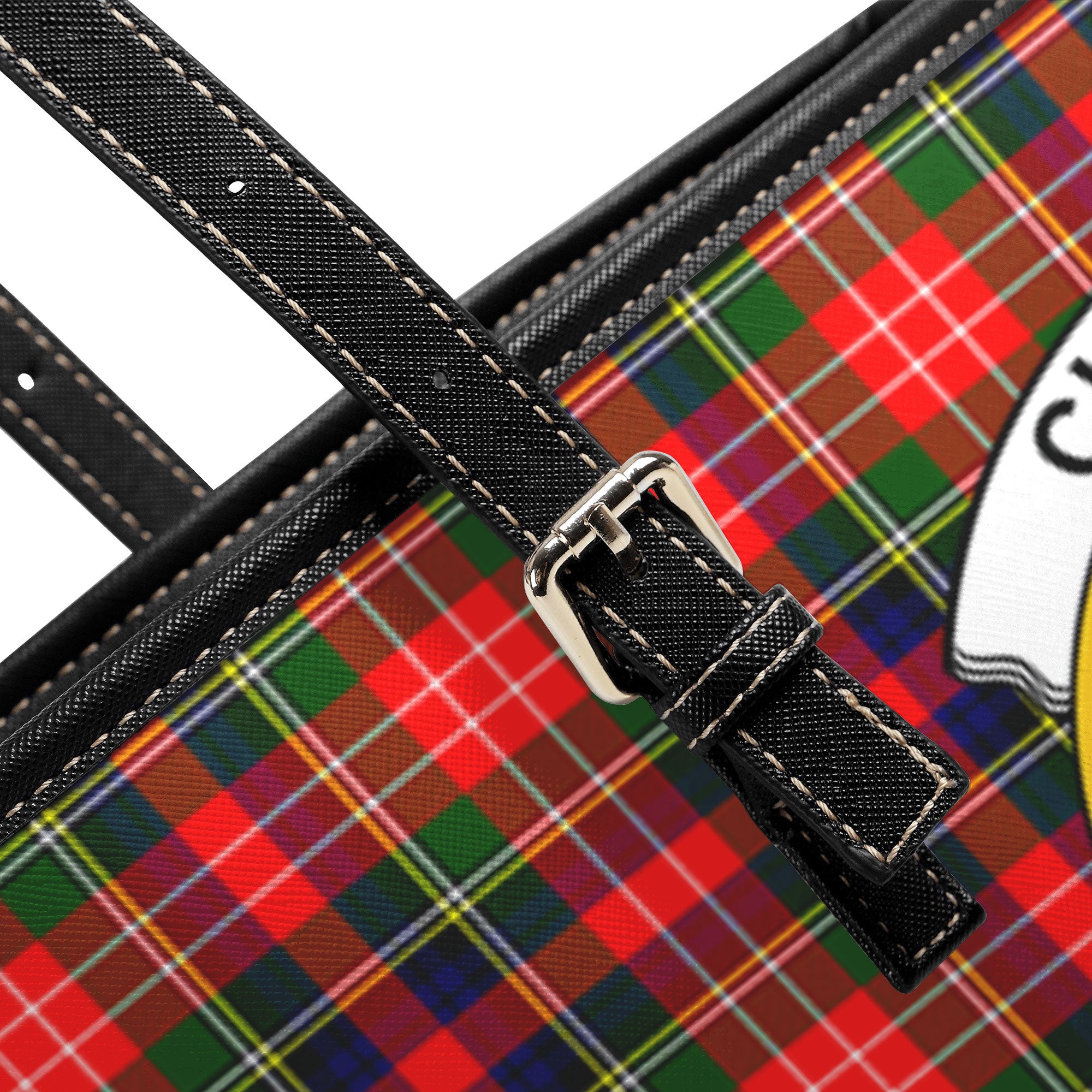 Christie Tartan Crest Leather Tote Bag