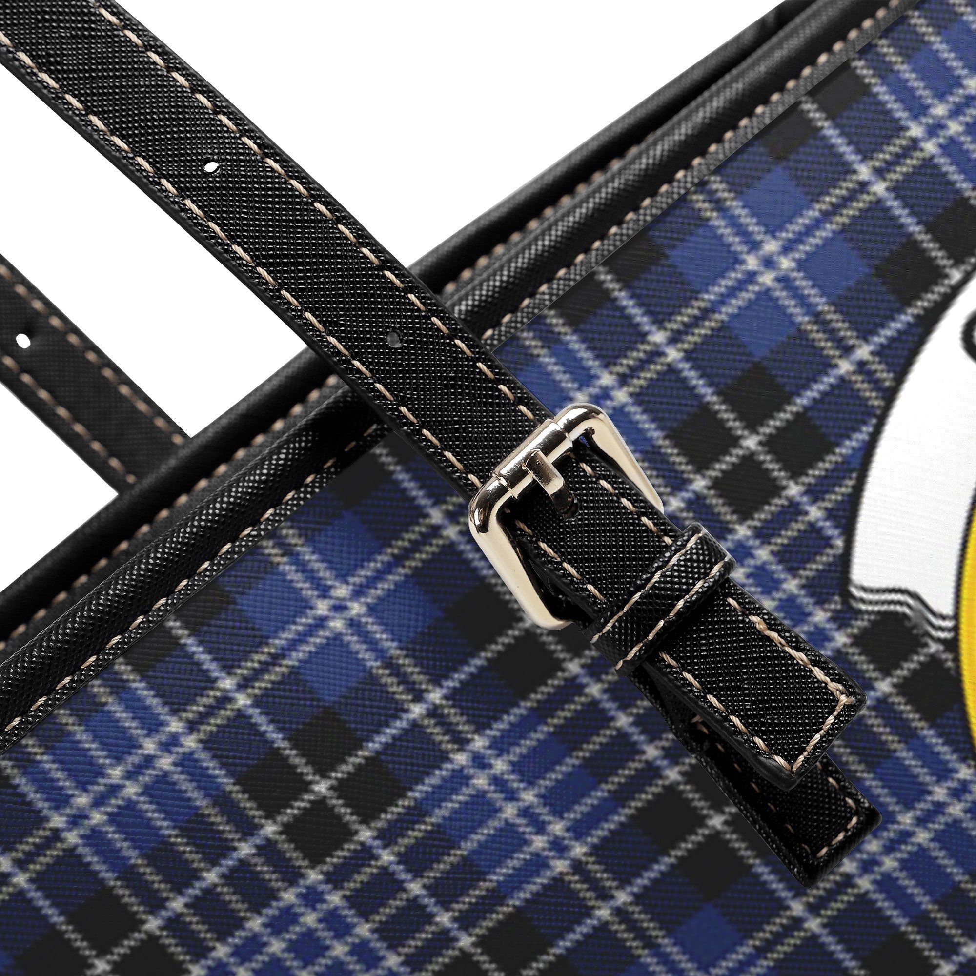 Clark Modern Tartan Crest Leather Tote Bag