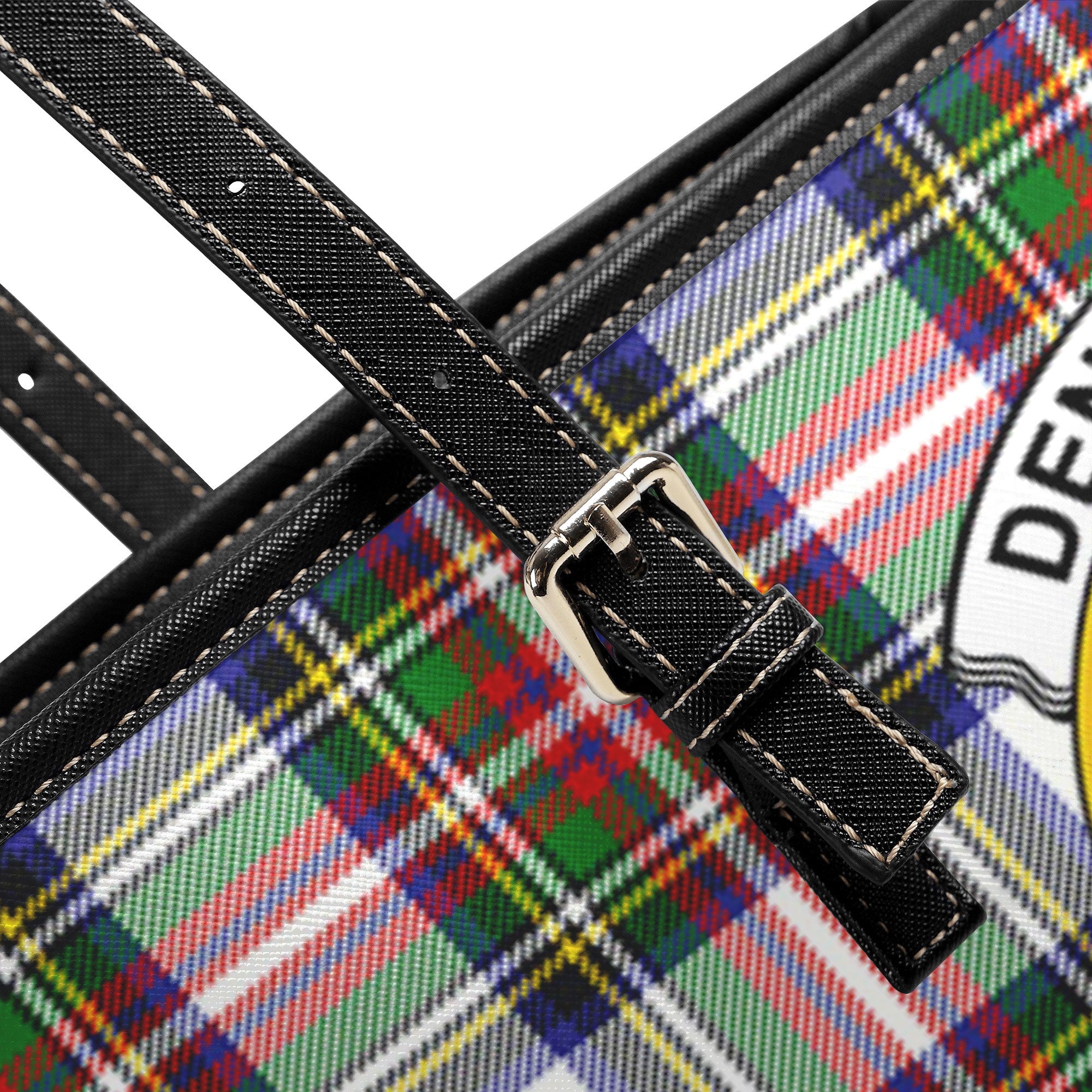 Dennistoun Tartan Crest Leather Tote Bag