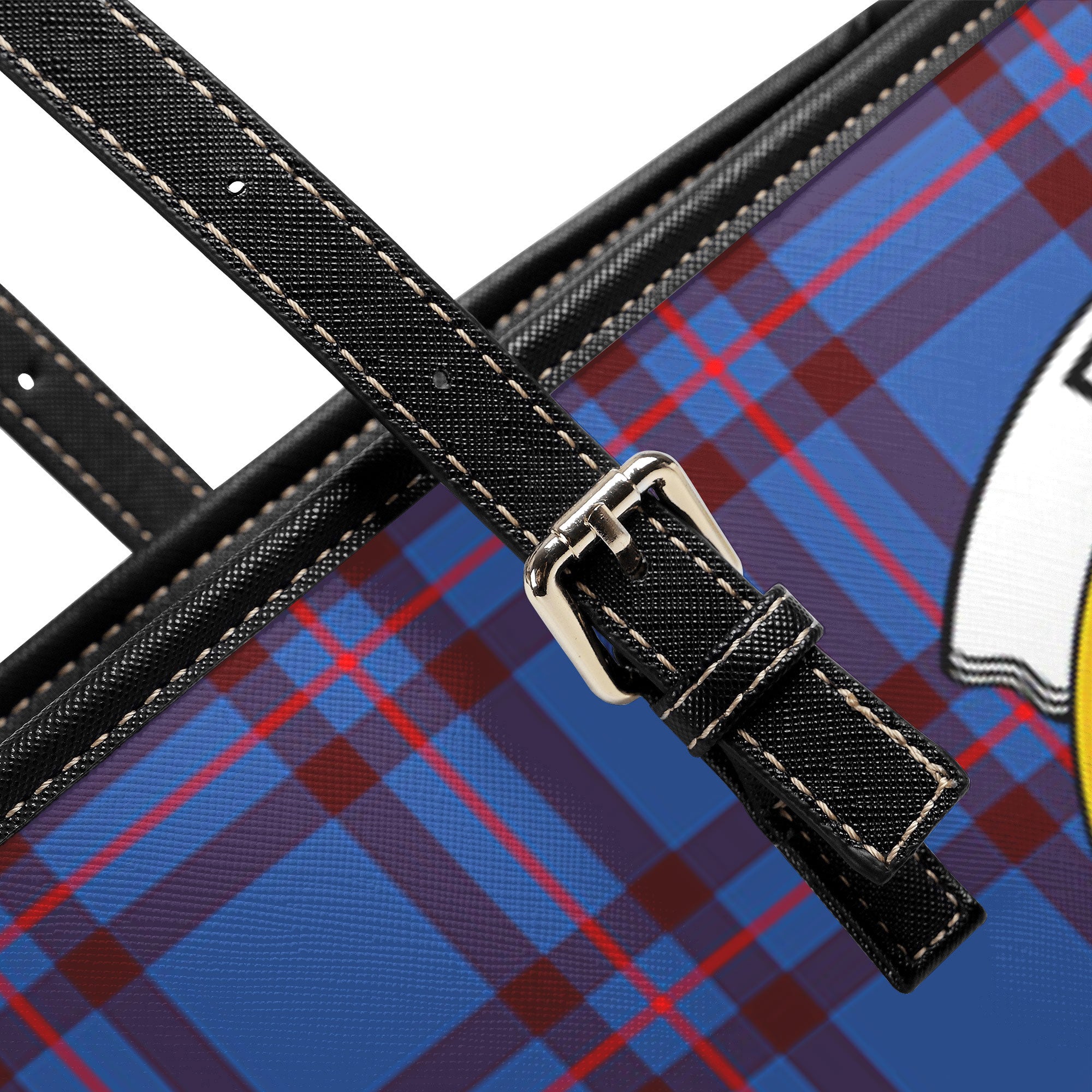 Elliot Modern Tartan Crest Leather Tote Bag