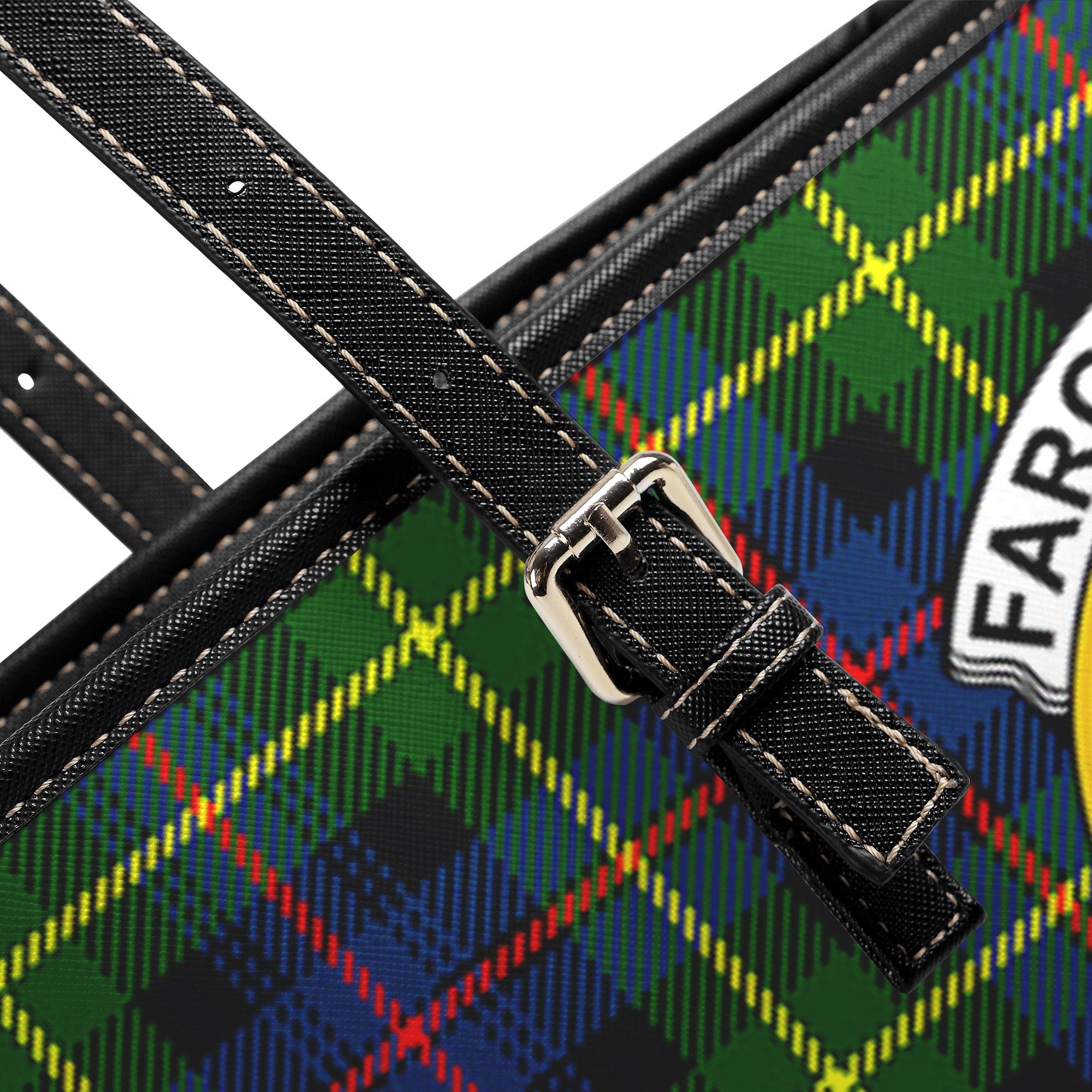 Farquharson Modern Tartan Crest Leather Tote Bag