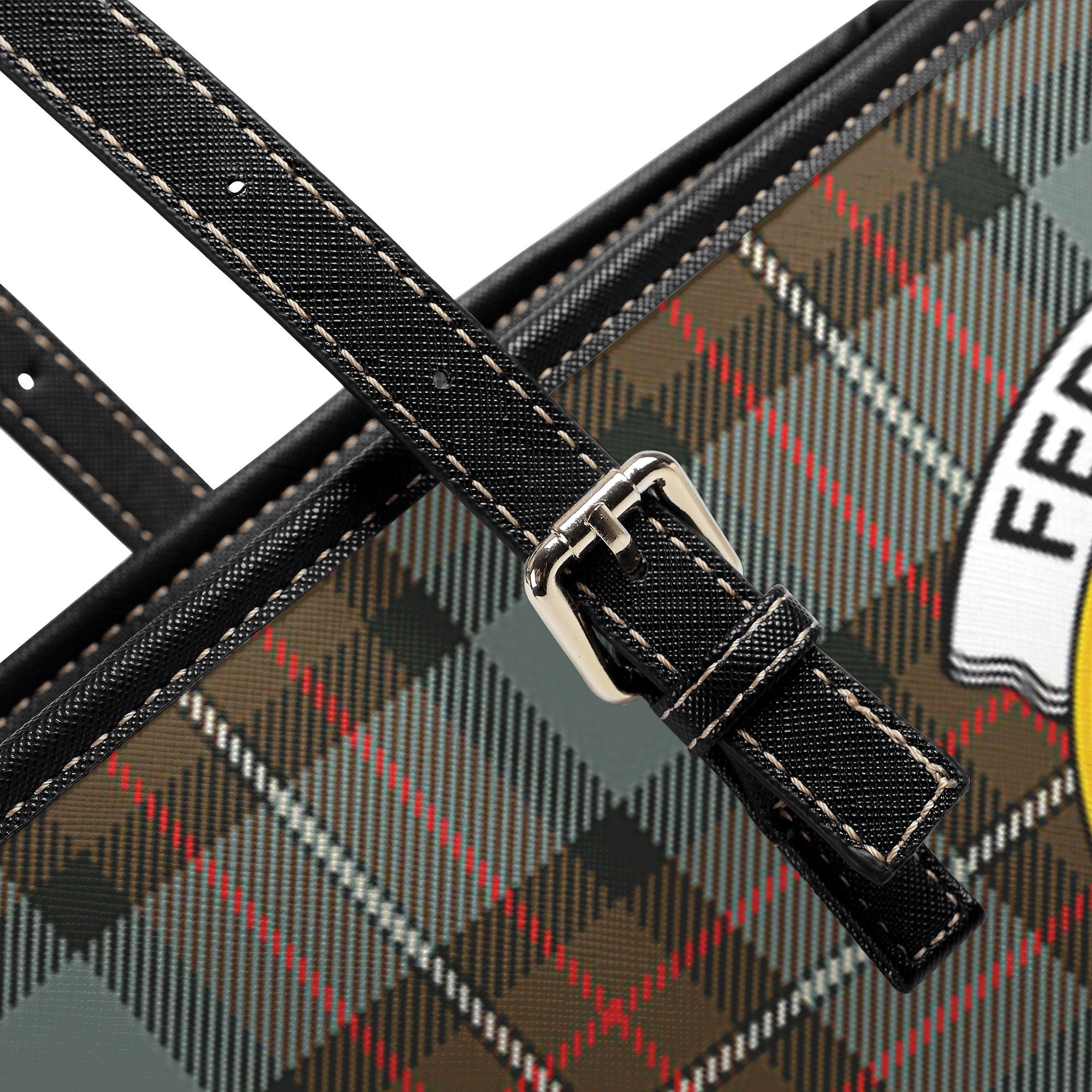 Fergusson Weathered Tartan Crest Leather Tote Bag