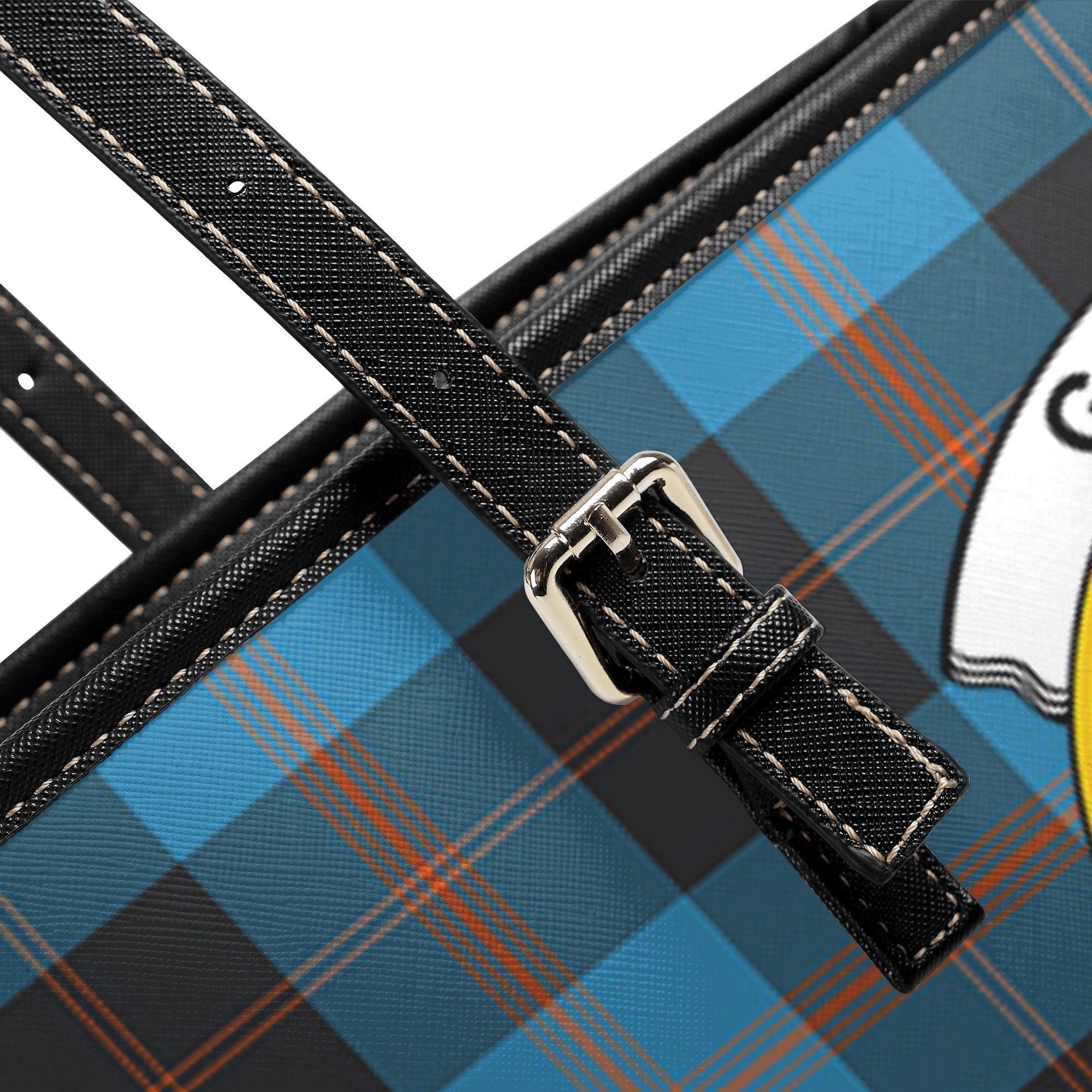 Garden Tartan Crest Leather Tote Bag