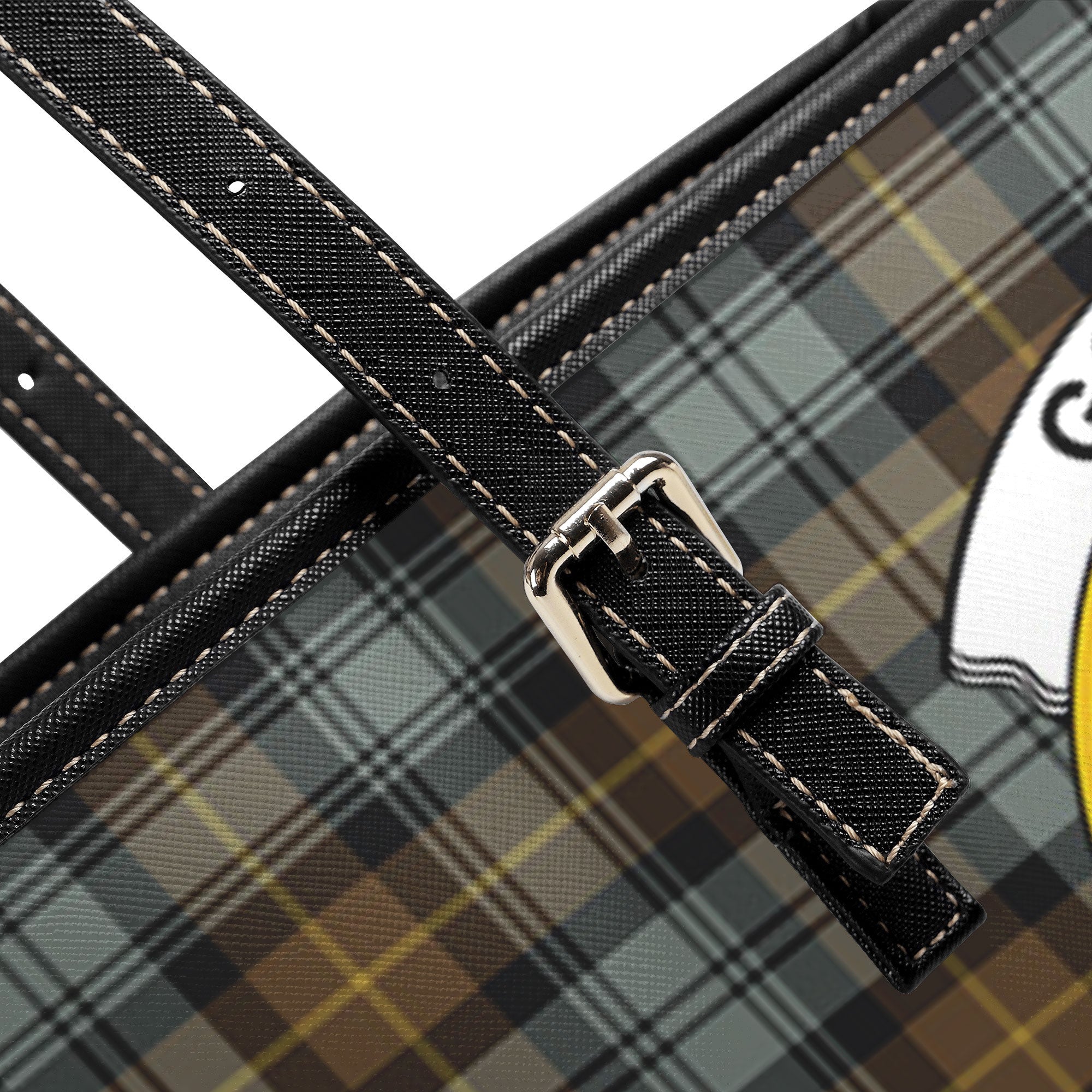 Gordon Weathered Tartan Crest Leather Tote Bag