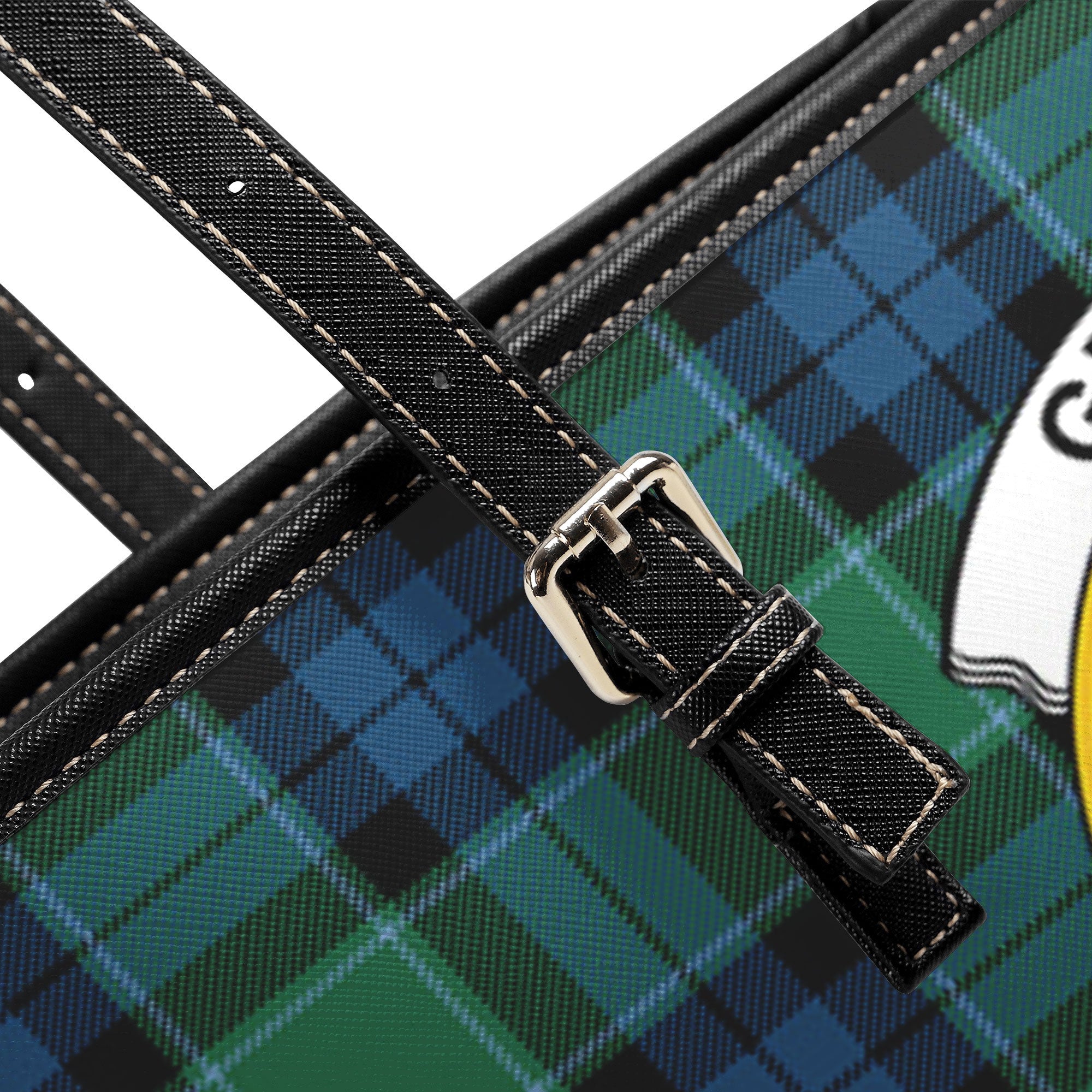 Graham of Menteith Ancient Tartan Crest Leather Tote Bag