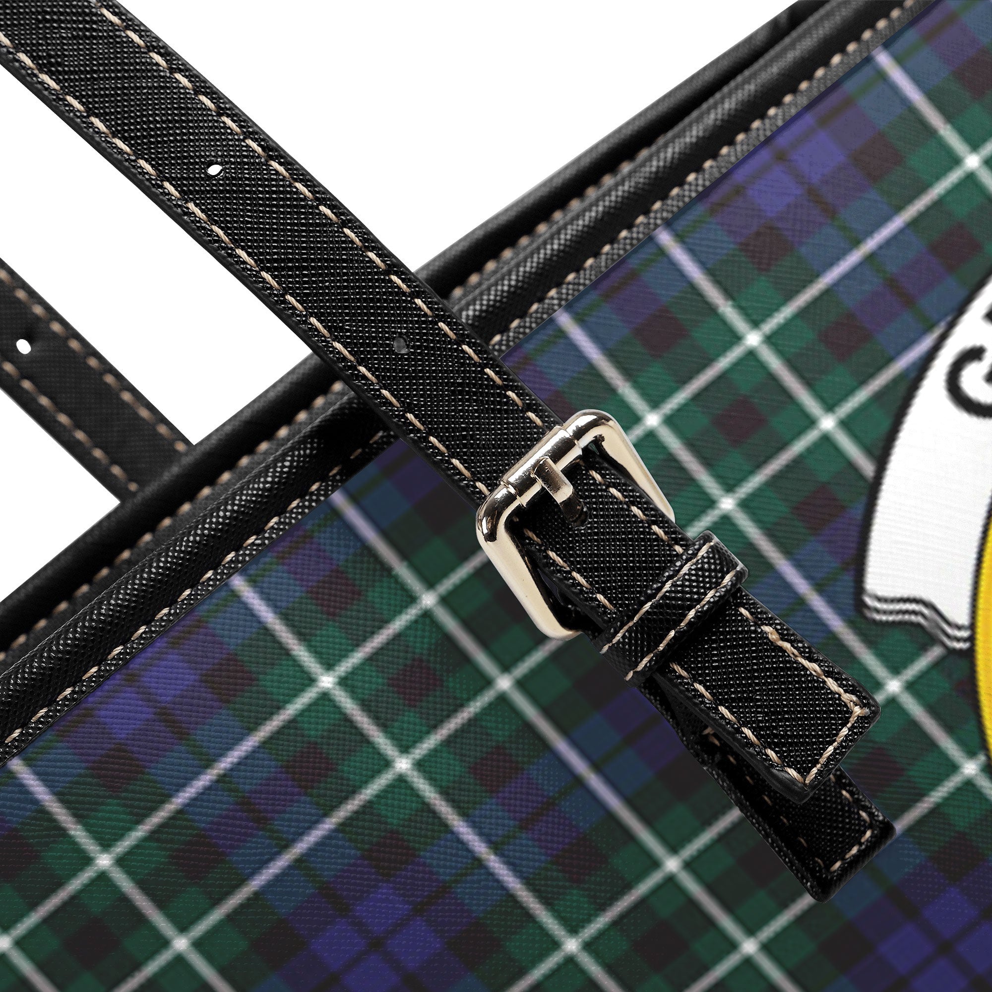 Graham of Montrose Modern Tartan Crest Leather Tote Bag