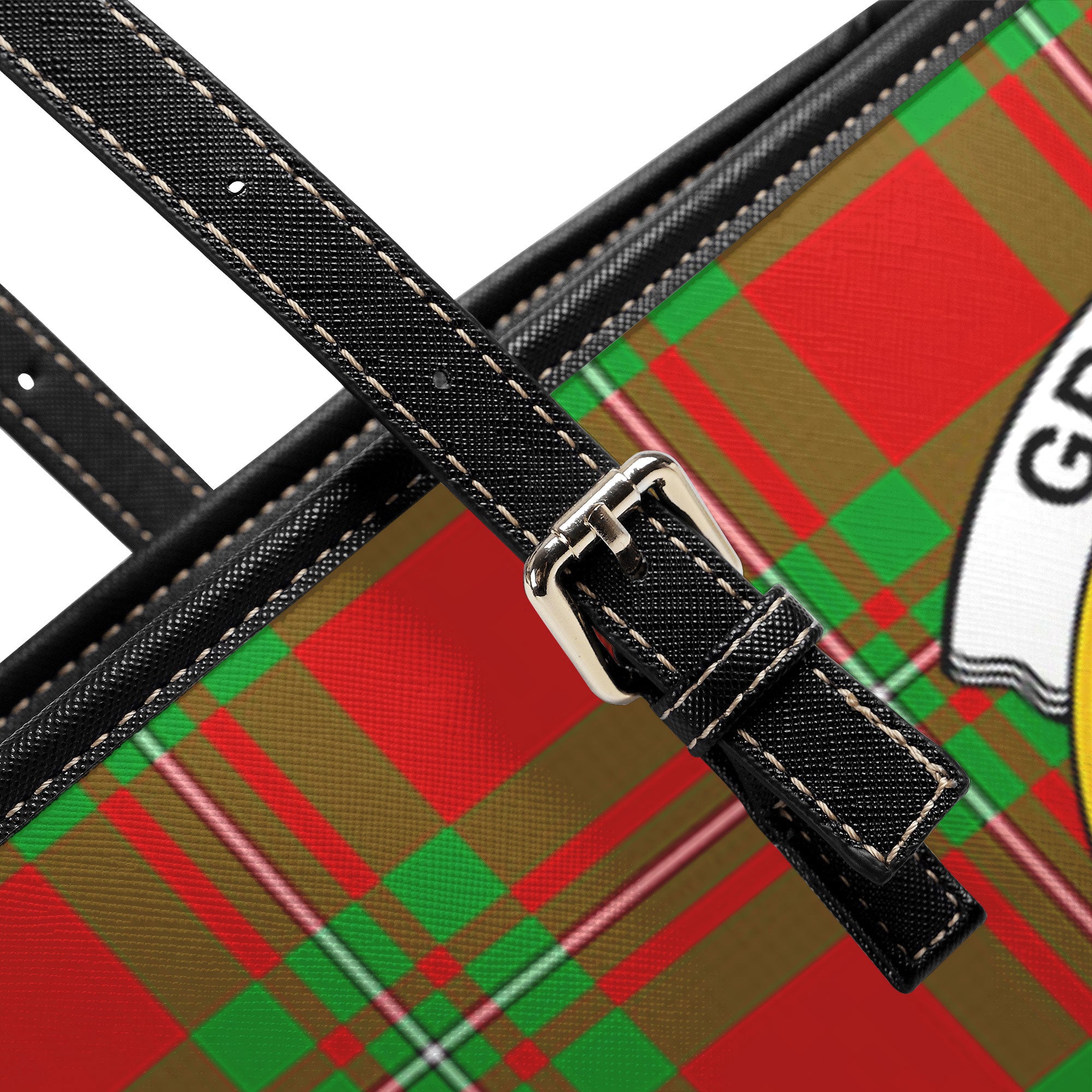 Grierson Tartan Crest Leather Tote Bag