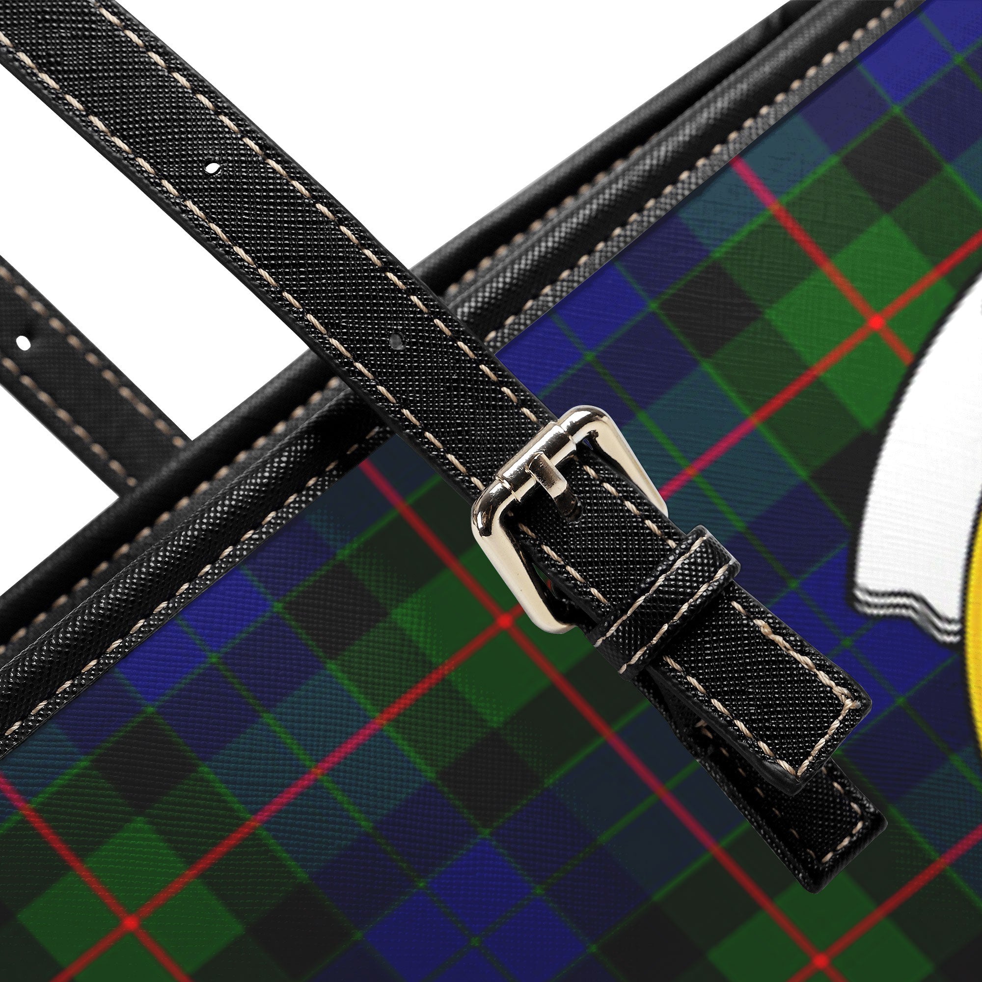 Gunn Modern Tartan Crest Leather Tote Bag