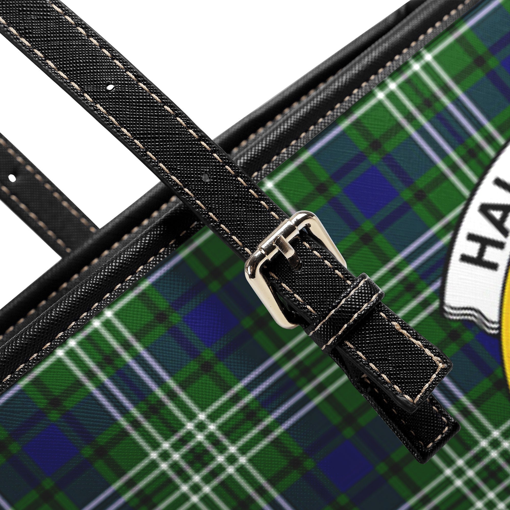 Haliburton Tartan Crest Leather Tote Bag