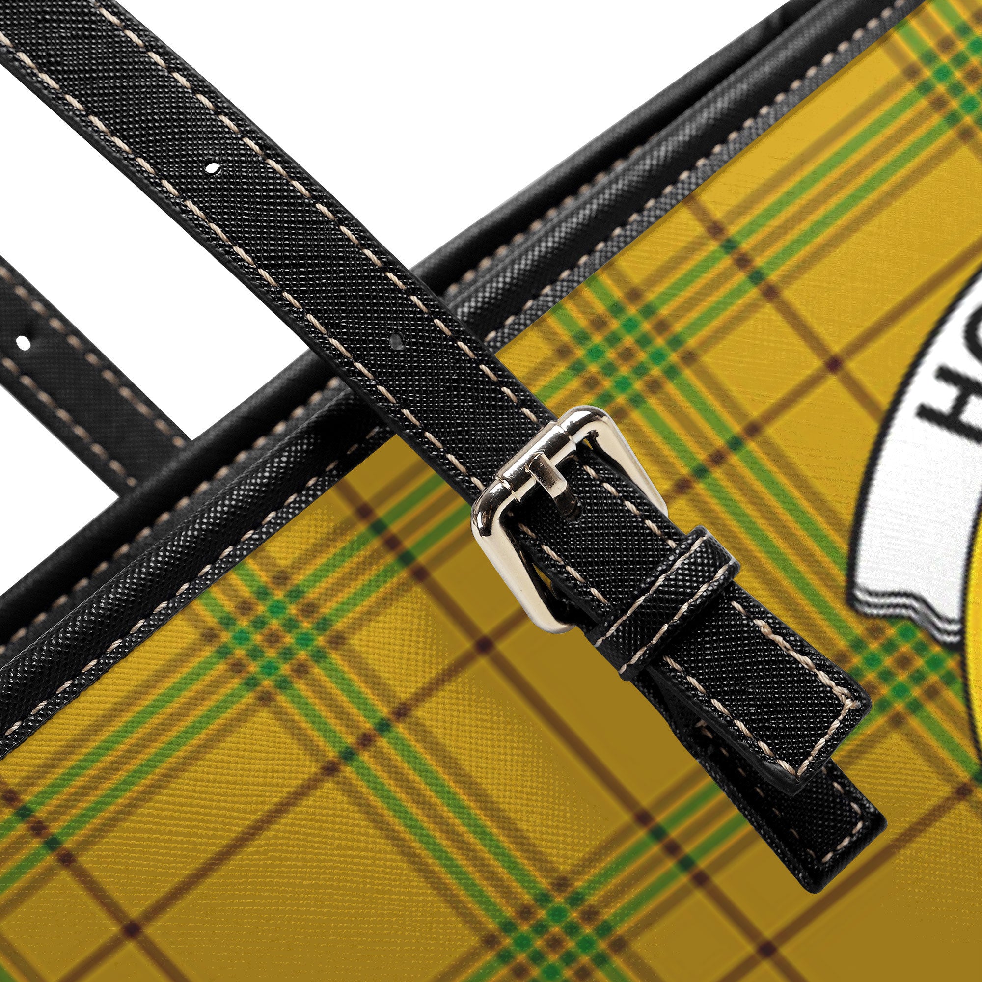 Houston Tartan Crest Leather Tote Bag