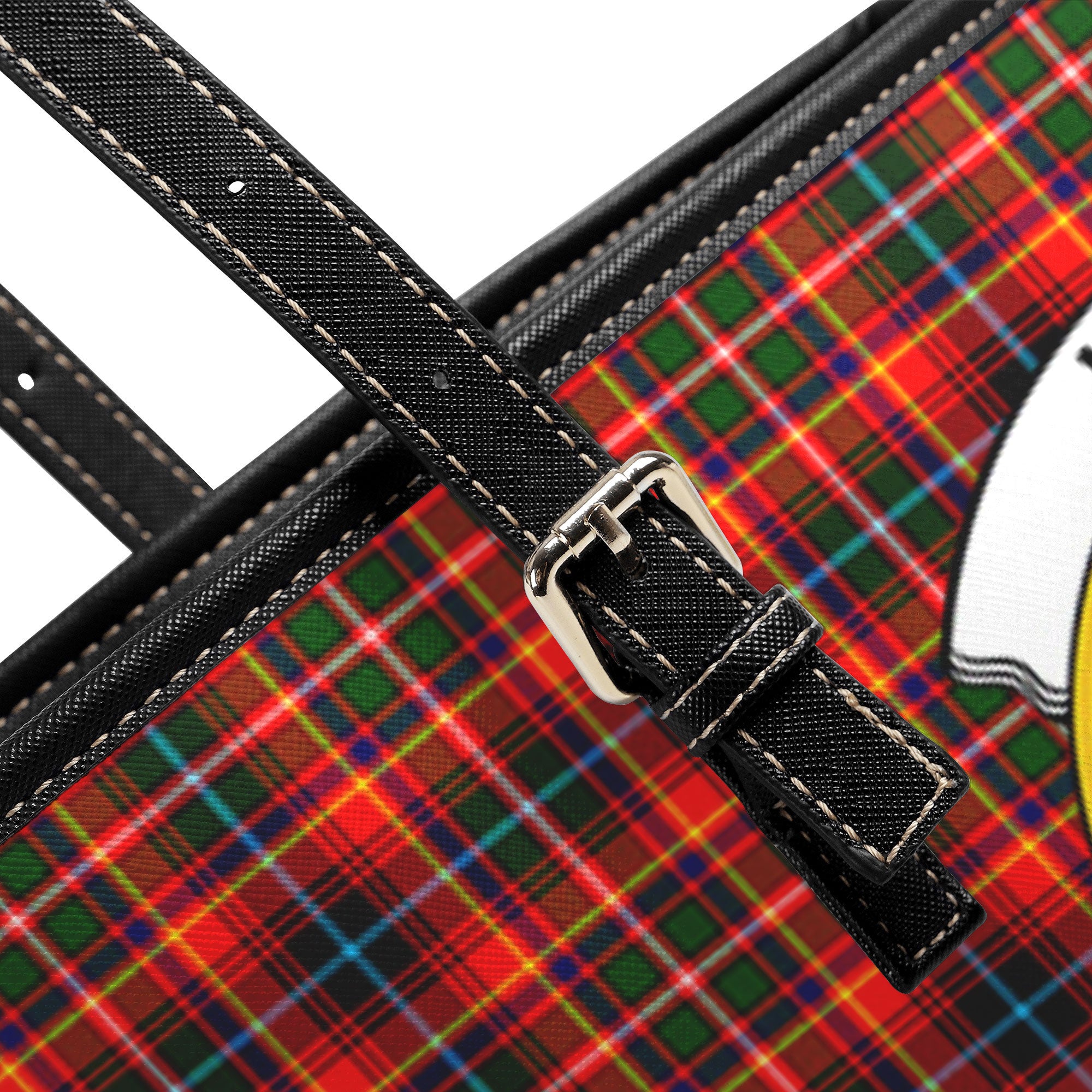 Innes Modern Tartan Crest Leather Tote Bag