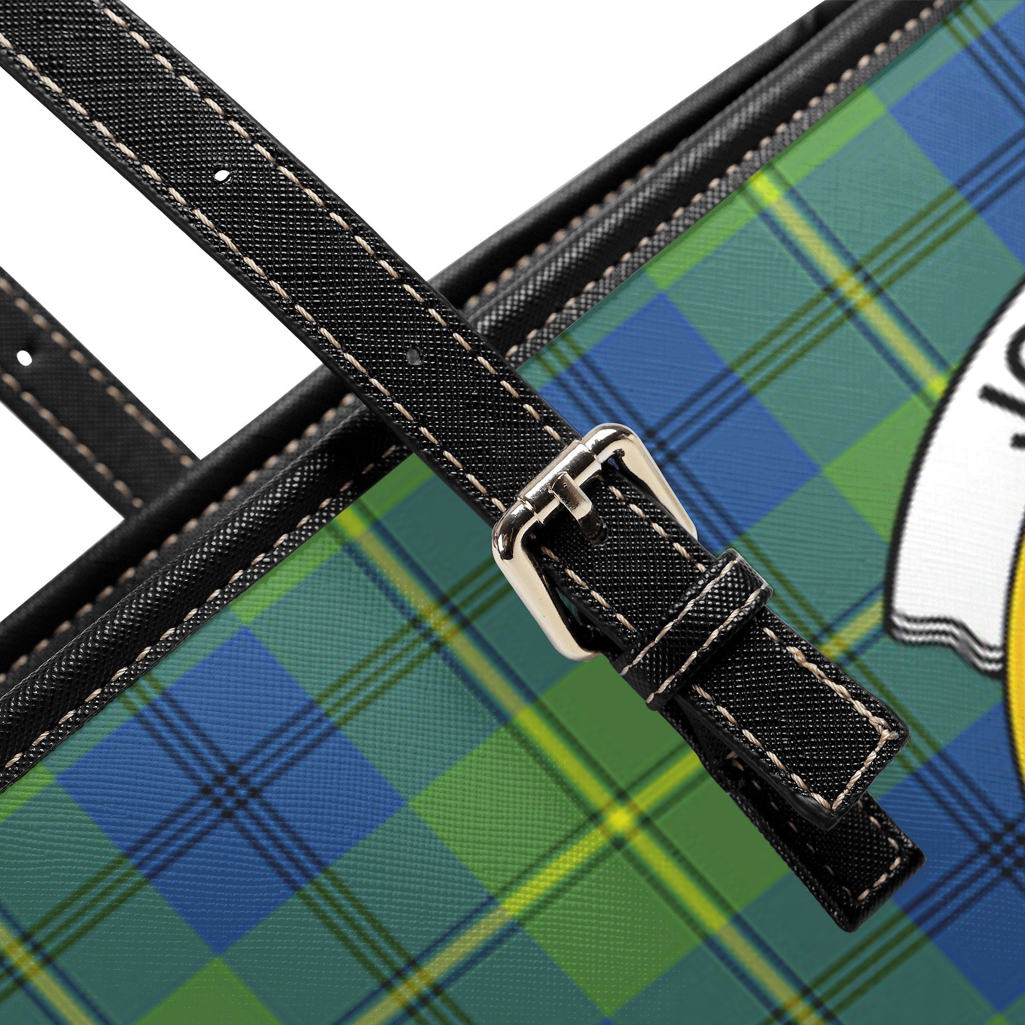 Johnson Ancient Tartan Crest Leather Tote Bag