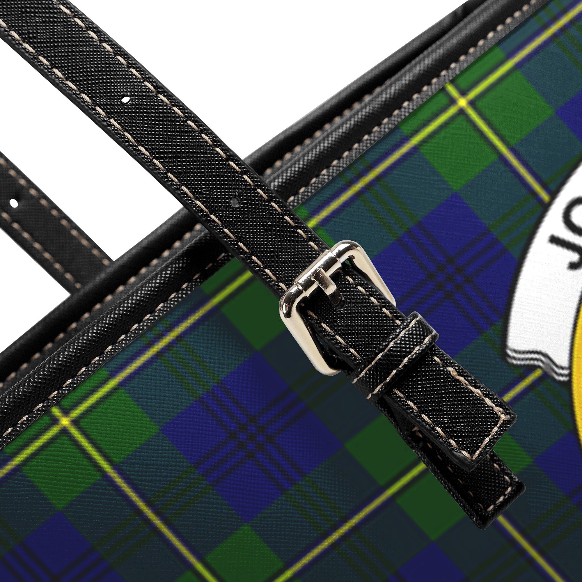 Johnston of Caskieben Tartan Crest Leather Tote Bag