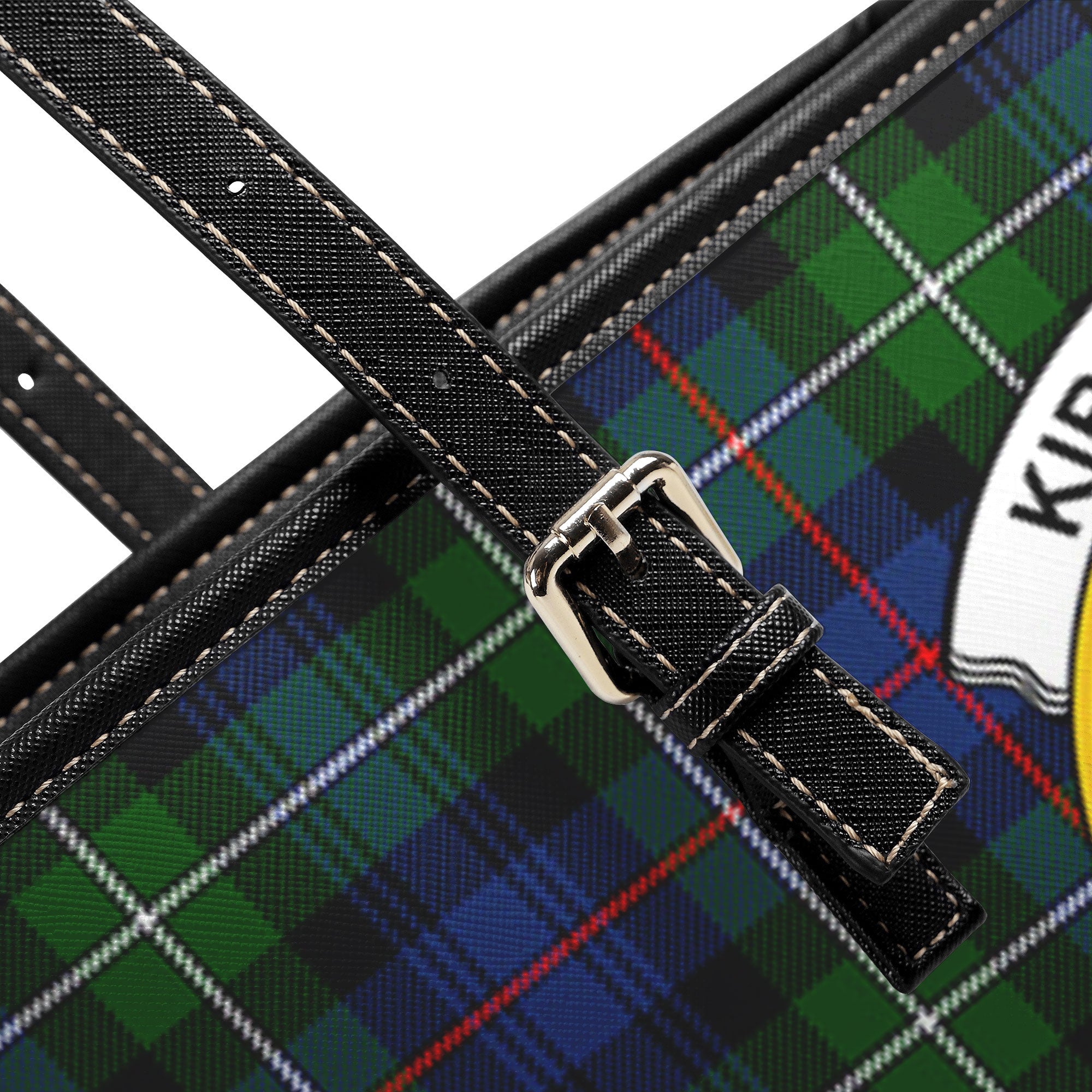 Kirkpatrick Tartan Crest Leather Tote Bag