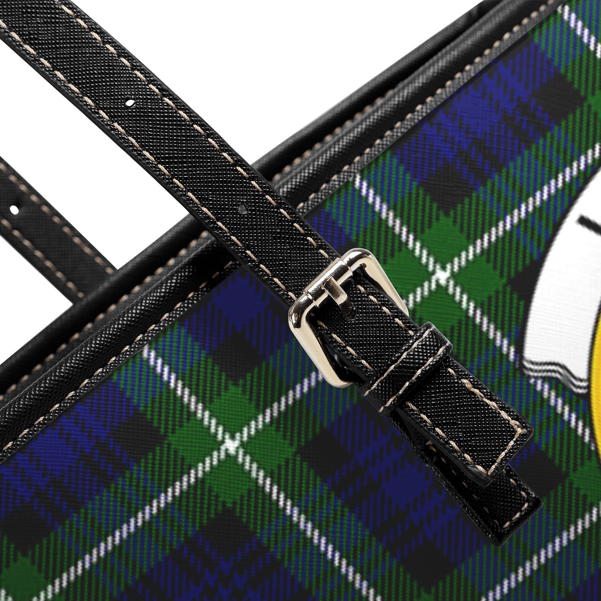 Lammie Tartan Crest Leather Tote Bag