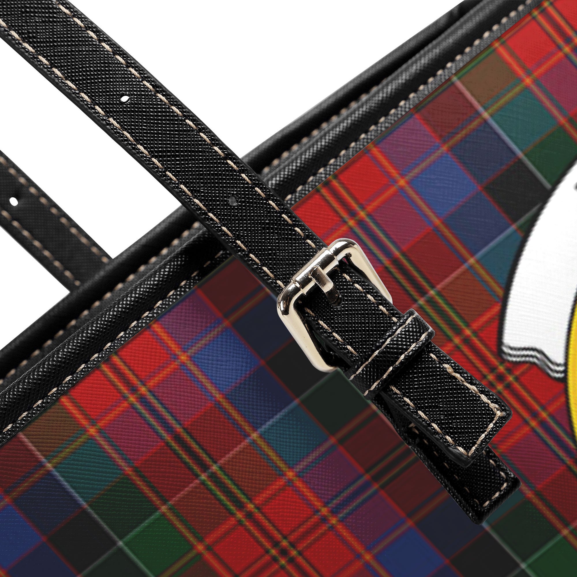 Leith Tartan Crest Leather Tote Bag