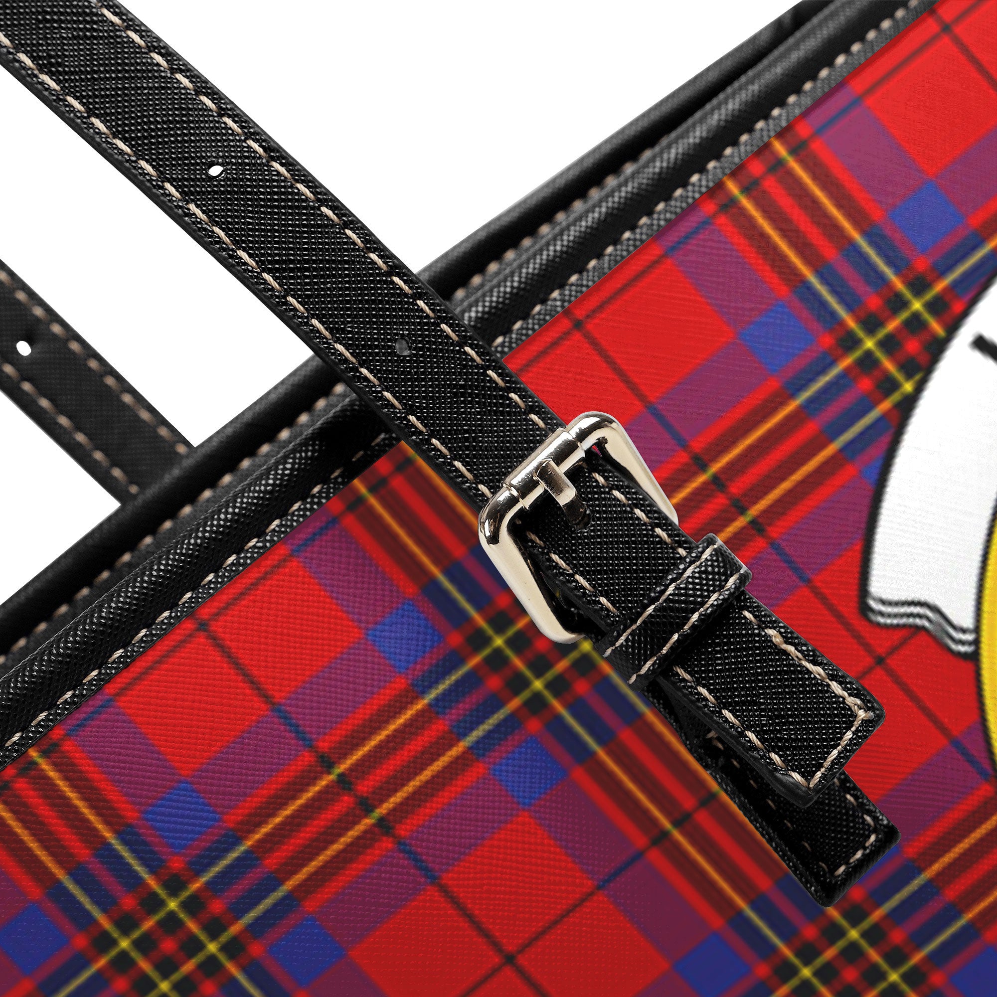 Leslie Modern Tartan Crest Leather Tote Bag