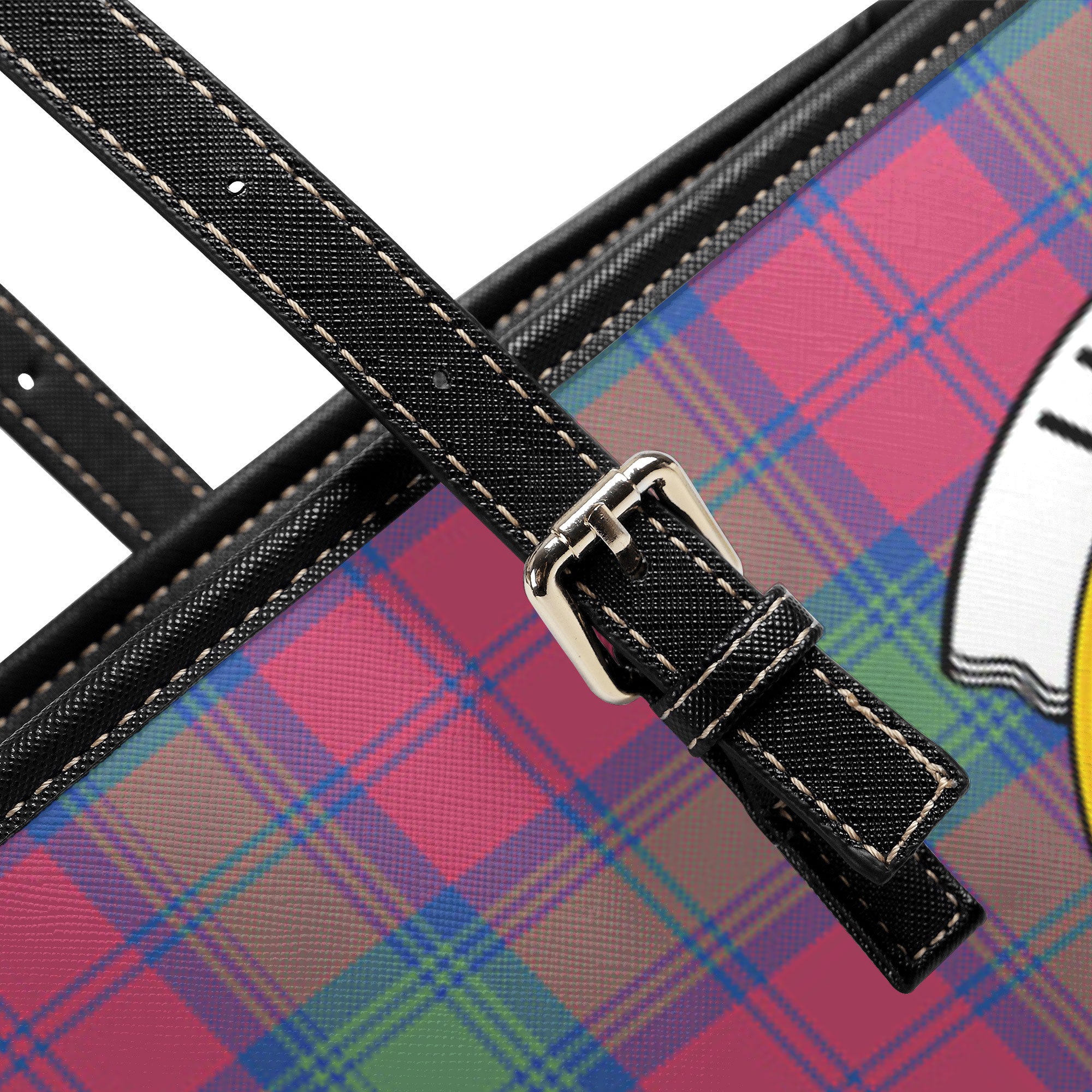 Lindsay Ancient Tartan Crest Leather Tote Bag