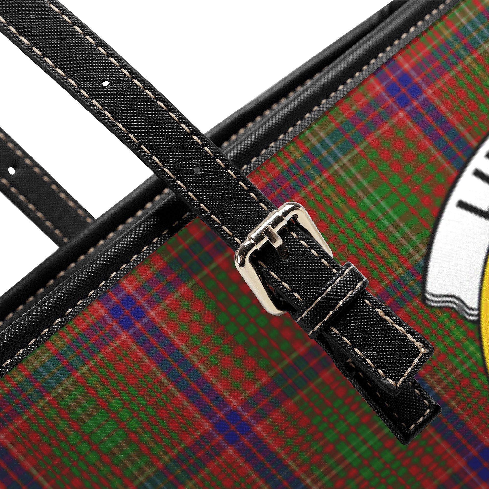 Lumsden Tartan Crest Leather Tote Bag