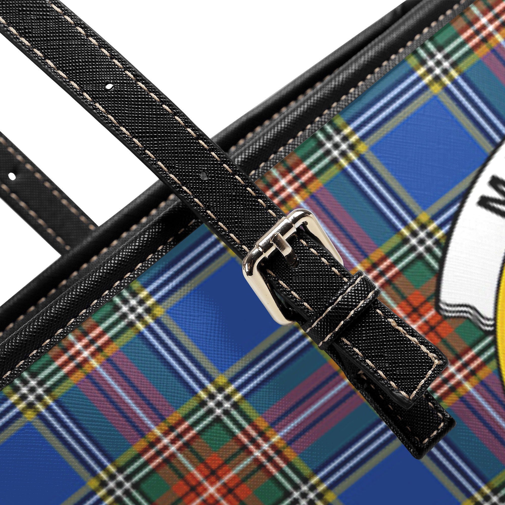 MacBeth Ancient Tartan Crest Leather Tote Bag