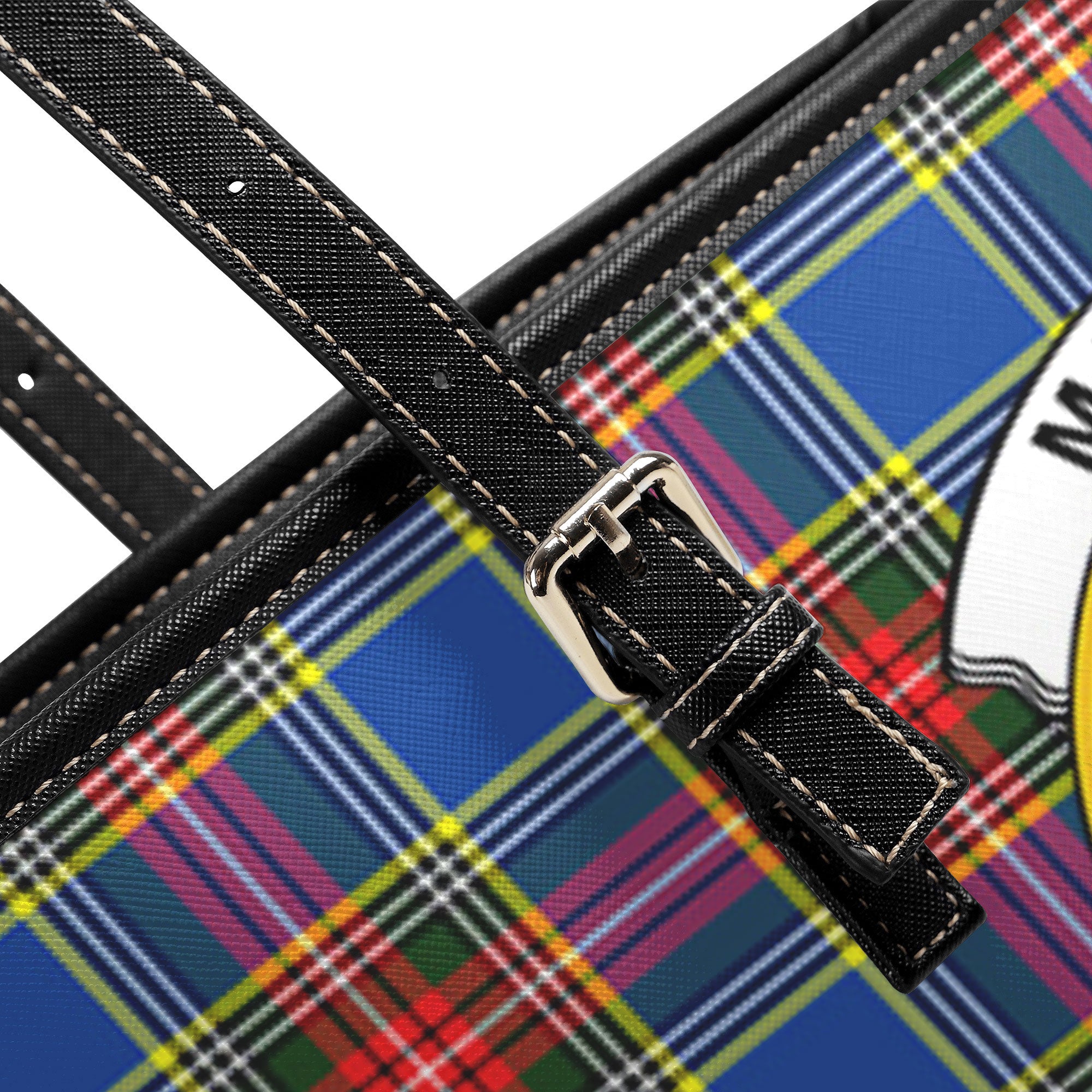 MacBeth Modern Tartan Crest Leather Tote Bag