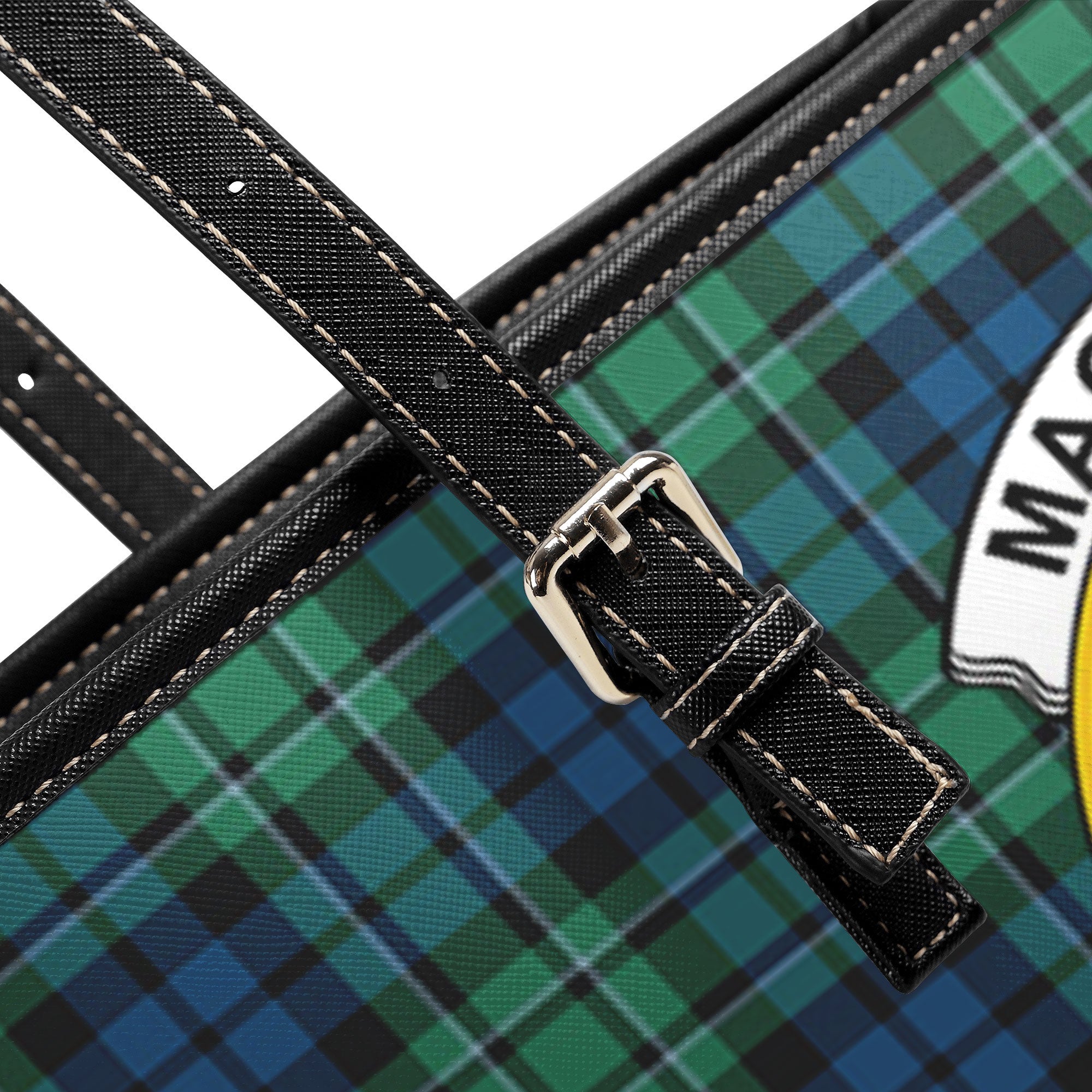 MacCallum Ancient Tartan Crest Leather Tote Bag