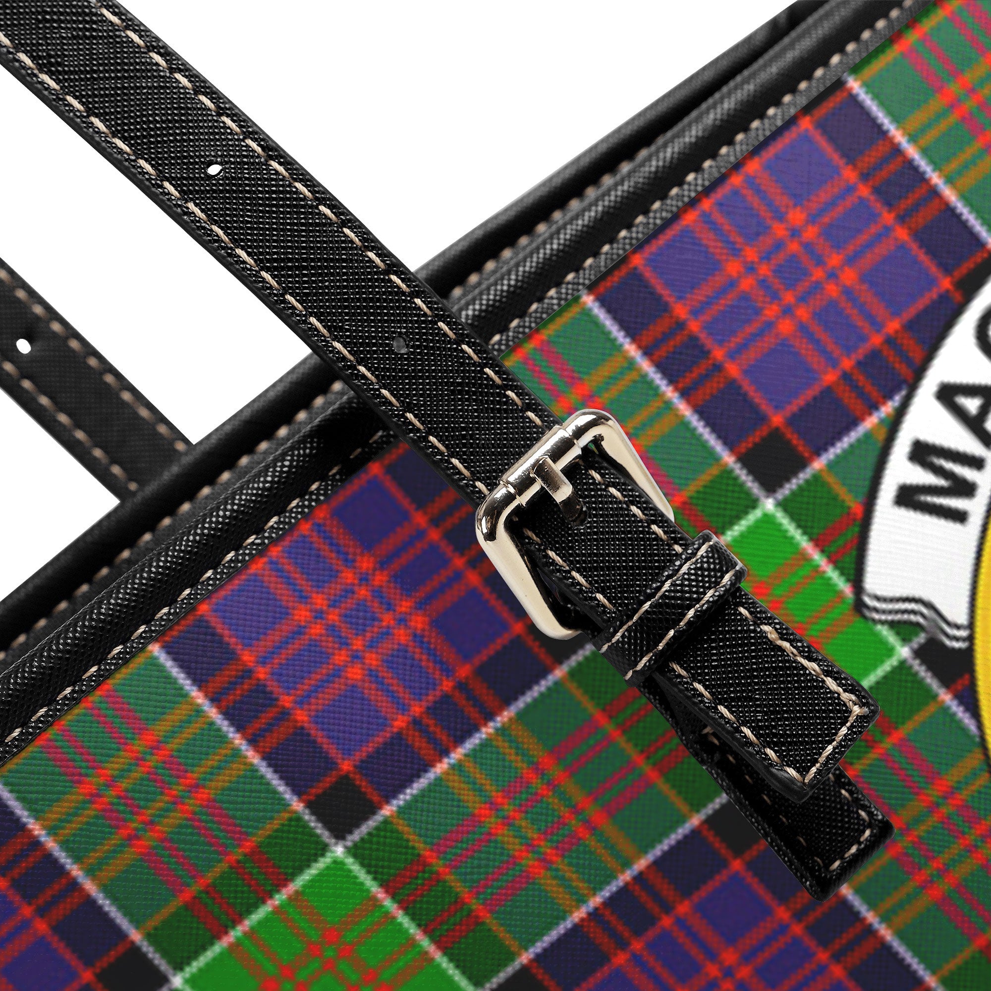 MacDonald (Clan Ranald) Tartan Crest Leather Tote Bag