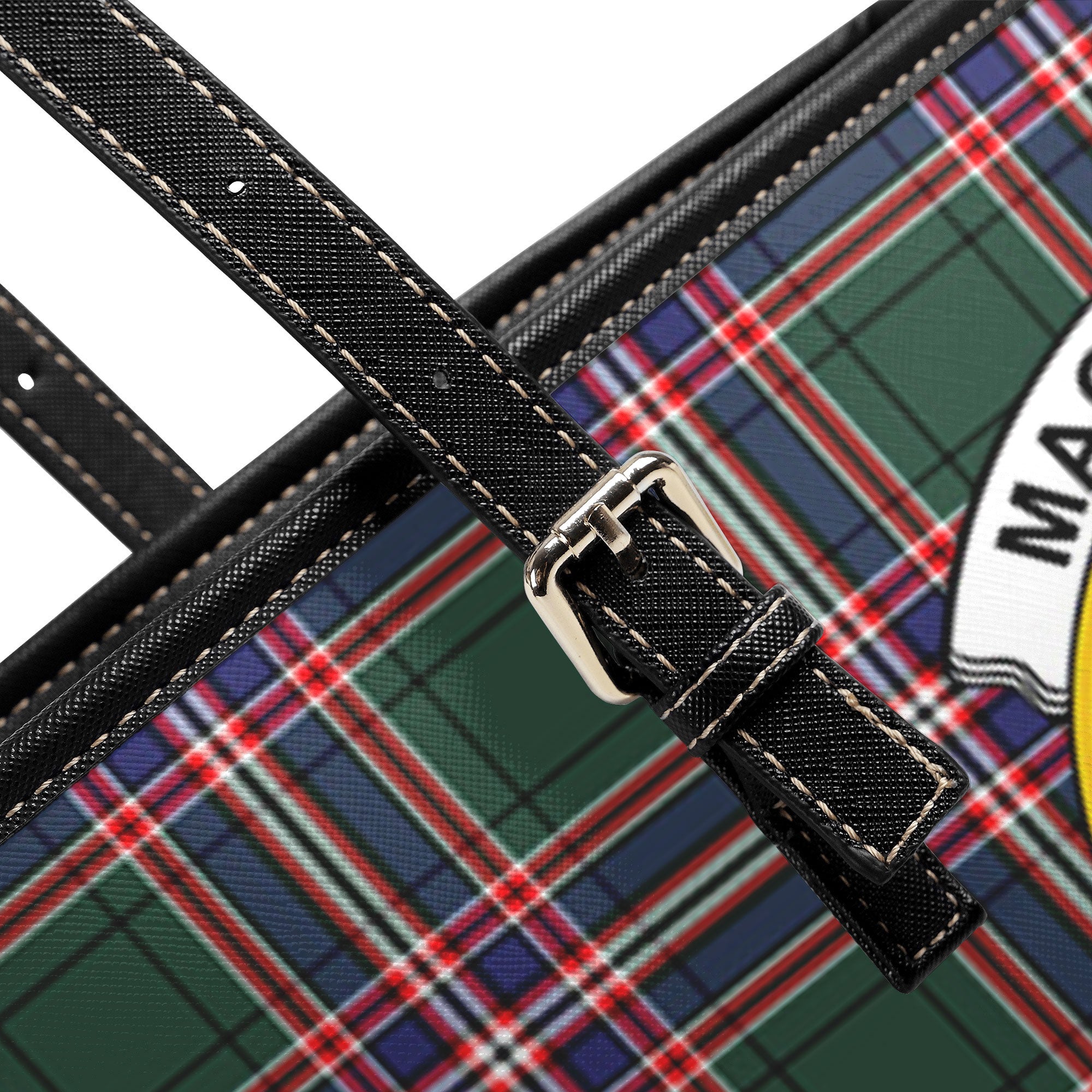 MacFarlane Hunting Modern Tartan Crest Leather Tote Bag