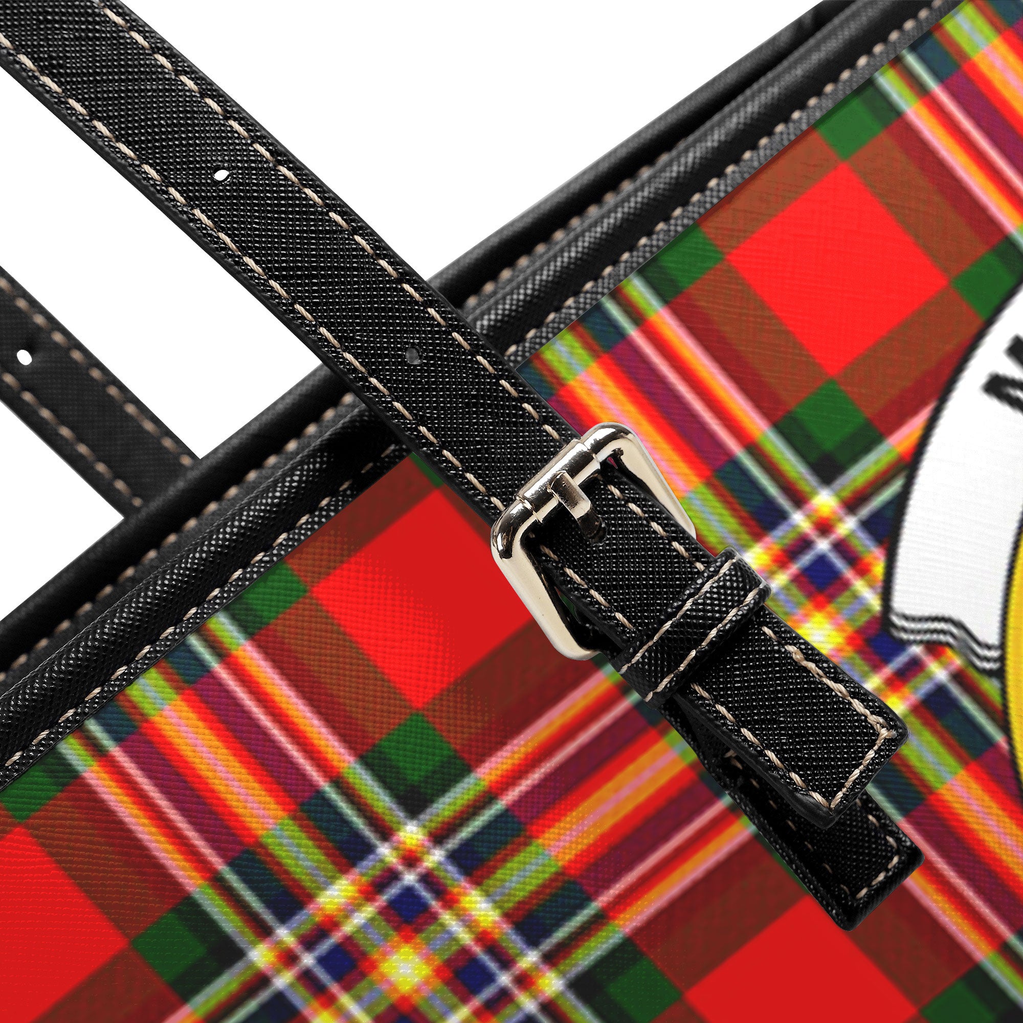 MacGill Modern Tartan Crest Leather Tote Bag