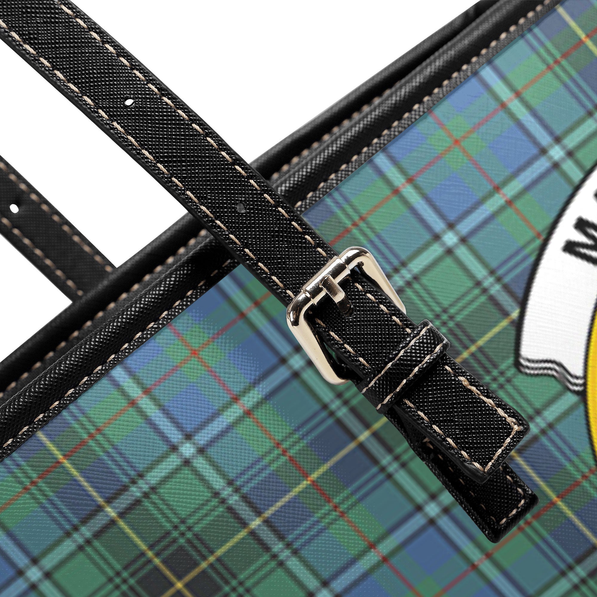 MacInnes Ancient Tartan Crest Leather Tote Bag