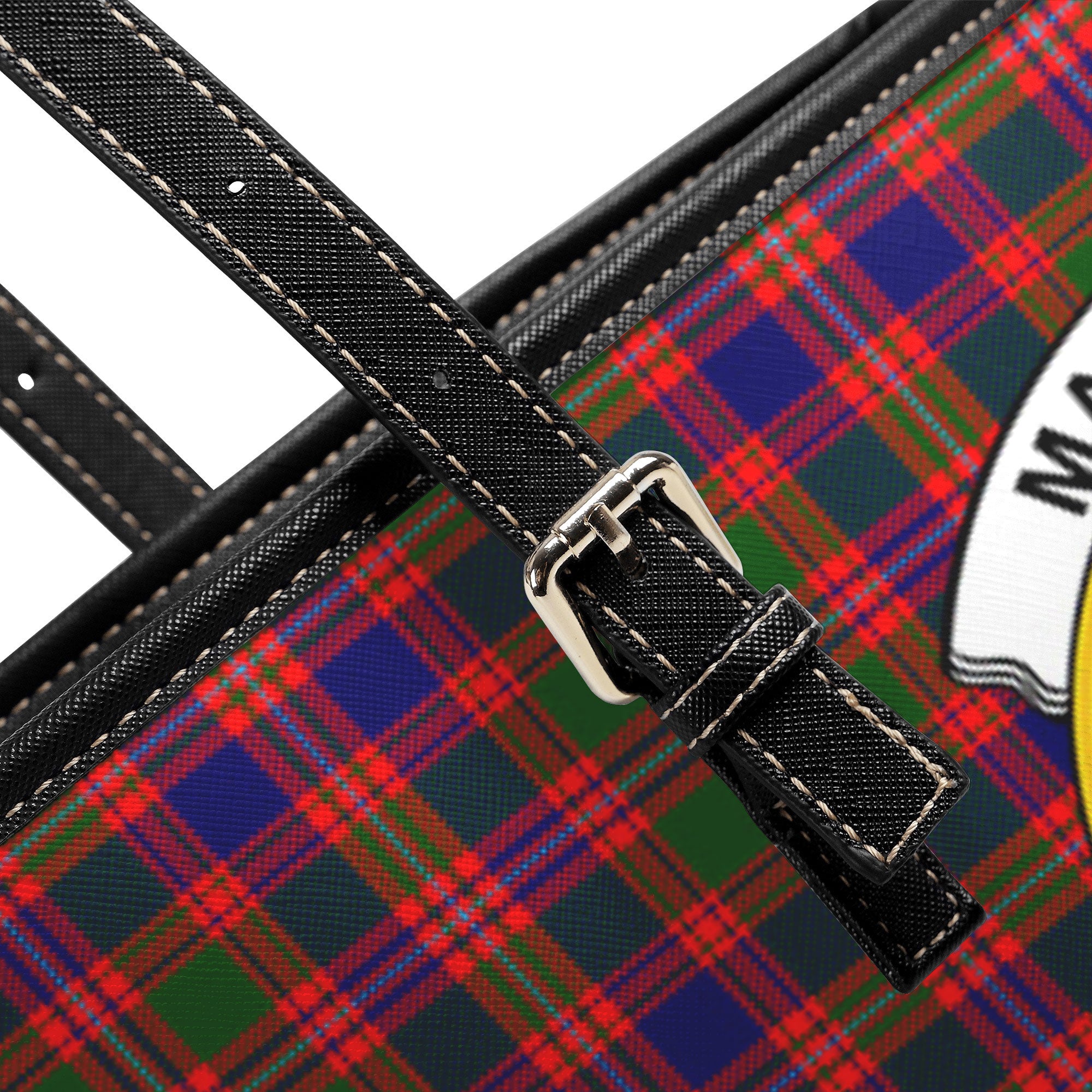 MacIntyre Modern Tartan Crest Leather Tote Bag