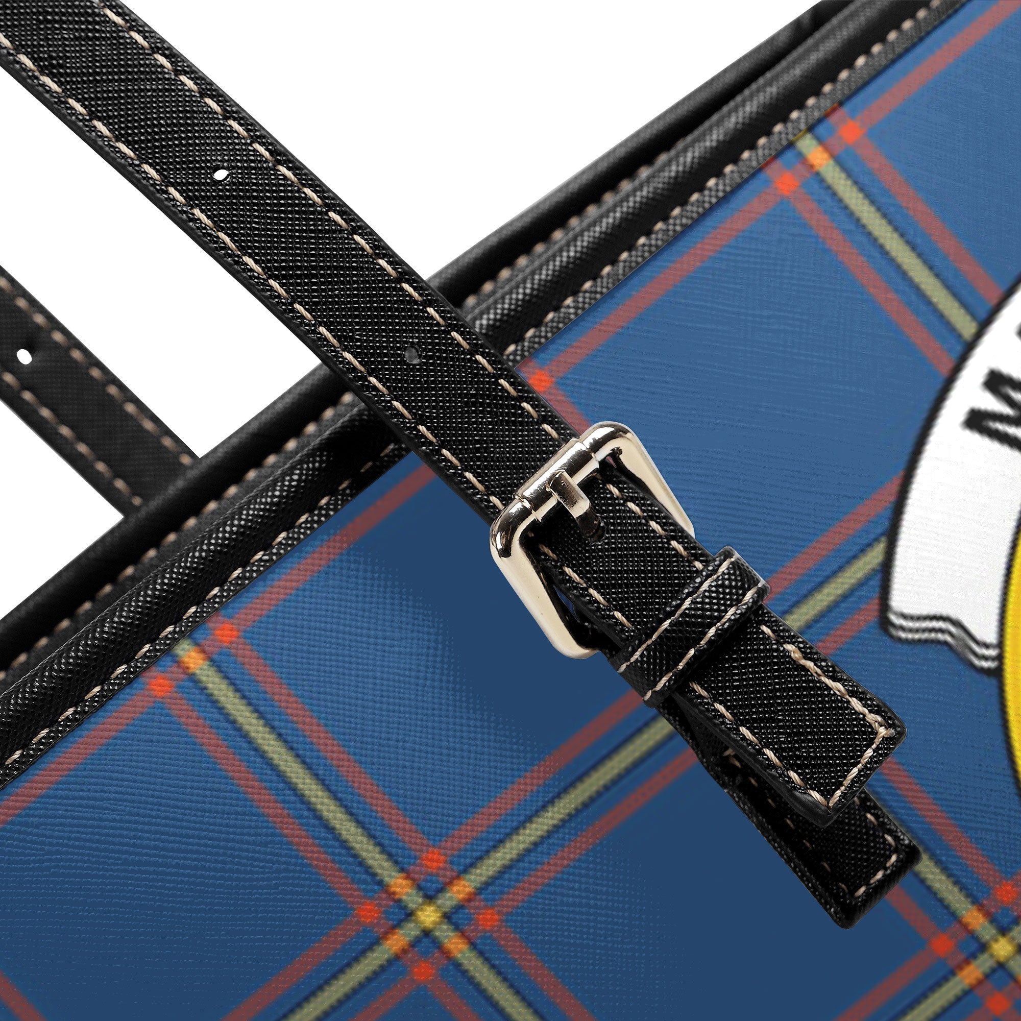 MacLaine of Loch Buie Hunting Ancient Tartan Crest Leather Tote Bag