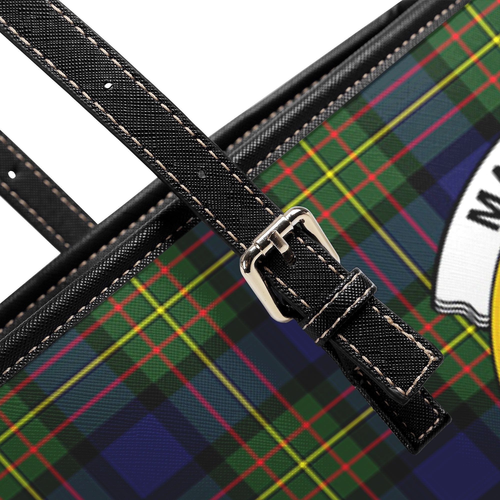 MacLaren Modern Tartan Crest Leather Tote Bag