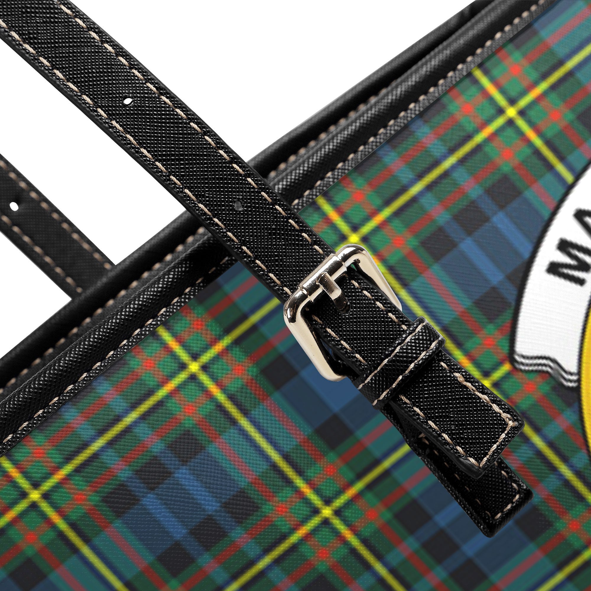 MacLellan Ancient Tartan Crest Leather Tote Bag