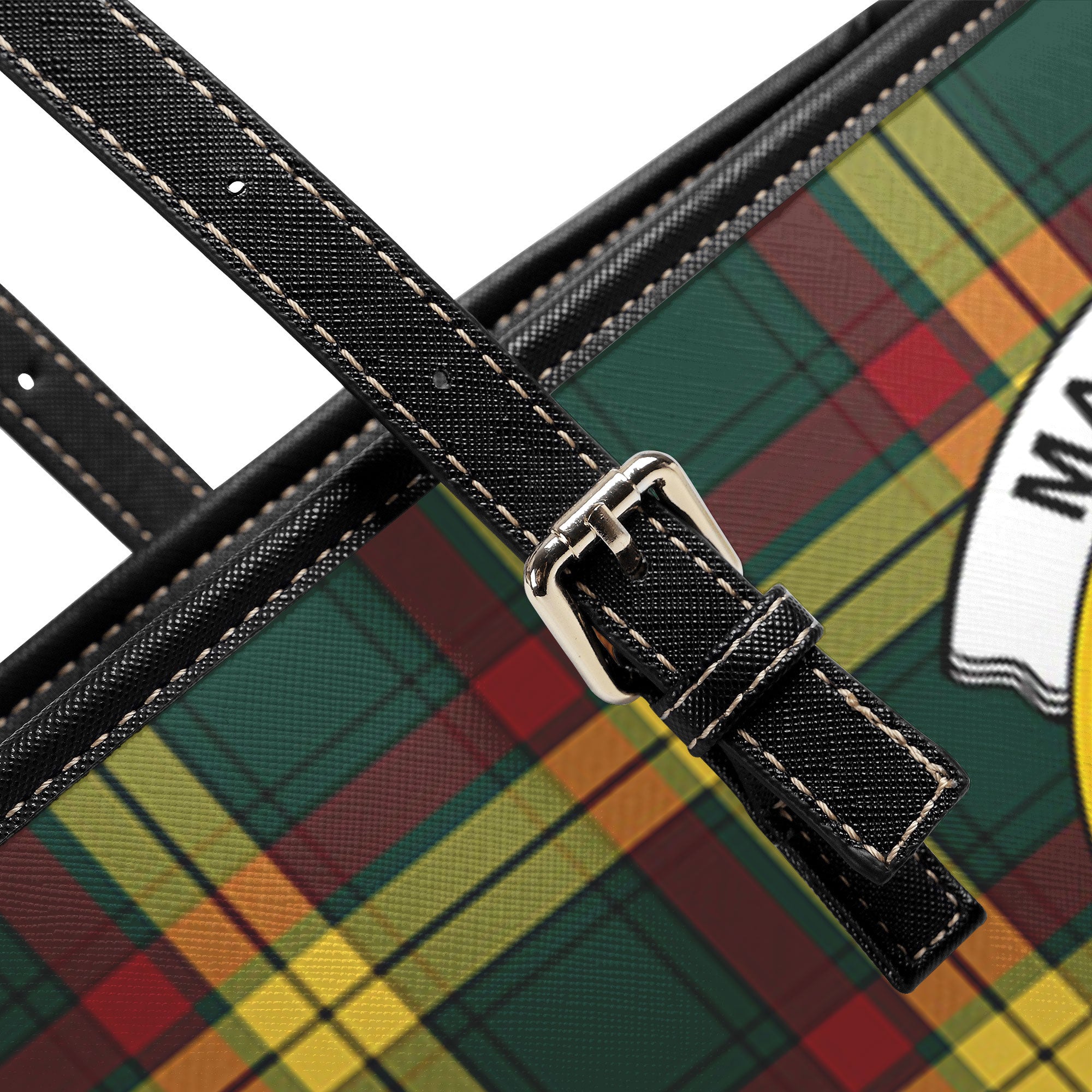 MacMillan Old Modern Tartan Crest Leather Tote Bag