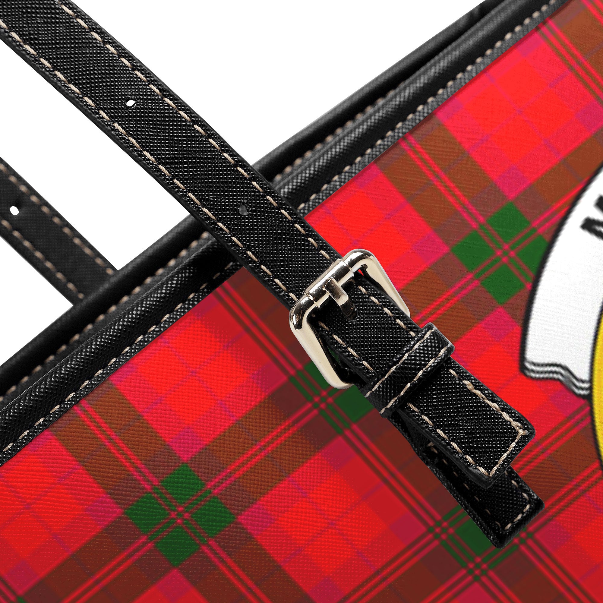 MacNab Modern Tartan Crest Leather Tote Bag