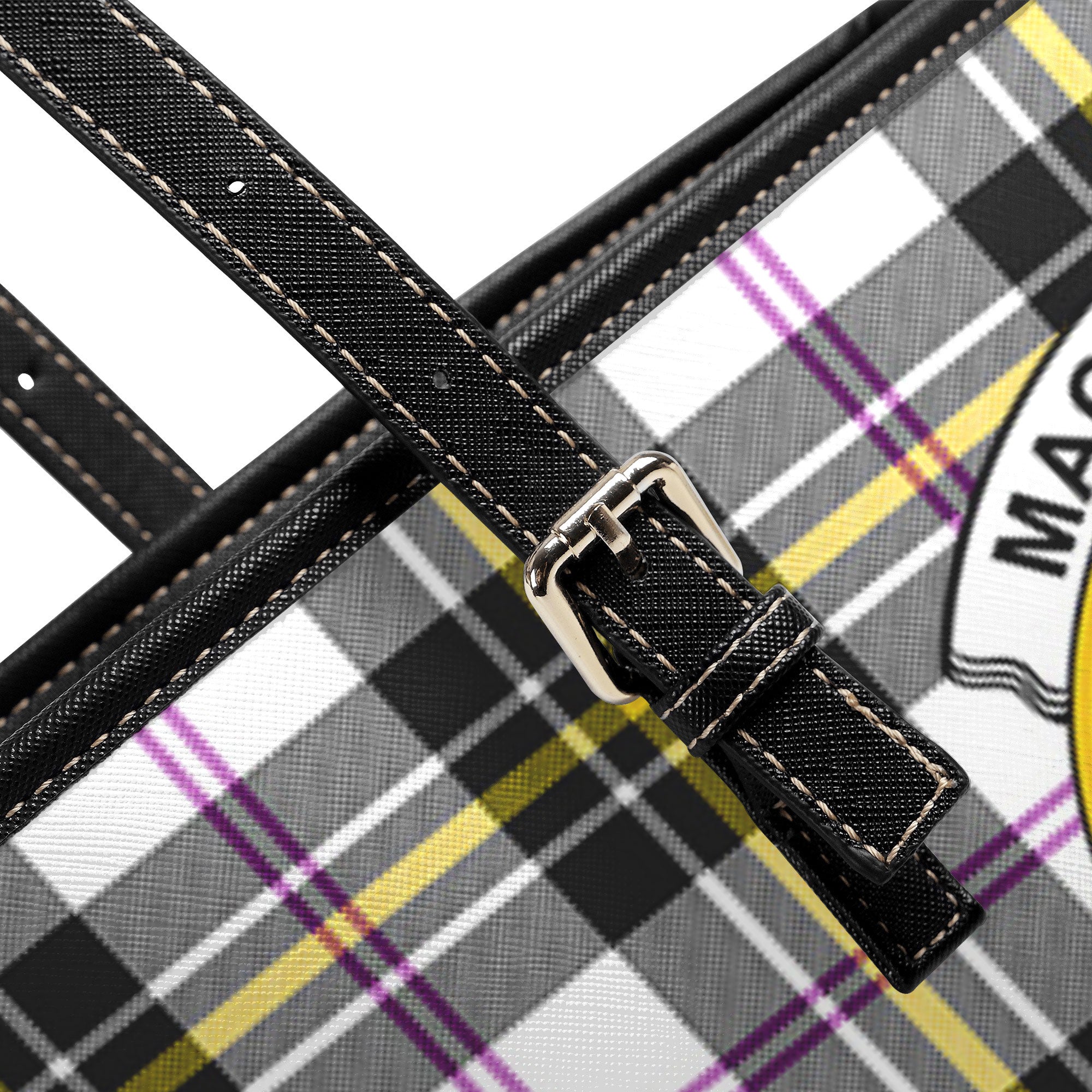 MacPherson Dress Modern Tartan Crest Leather Tote Bag